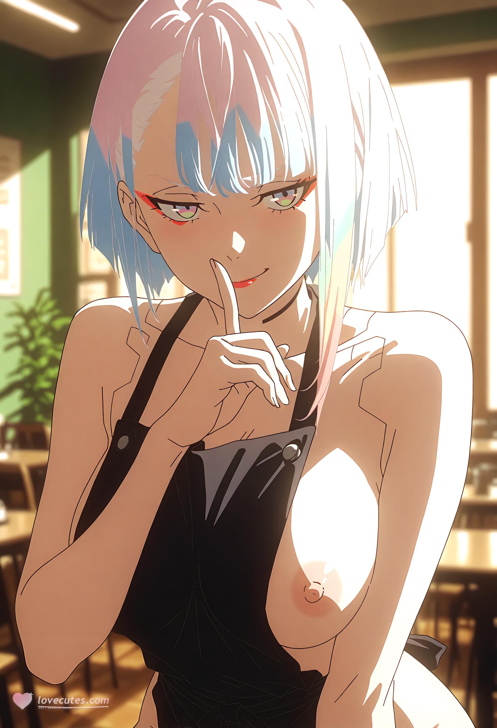 Cô Gái Anime Tạo Bởi AI - 露西娜: Đường Biên Cyberpunk, Tóc Xanh, Ngực Lớn, Cô Gái Tóc Bạc Với Đường Cong Hoàn Hảo, Sự Quyến Rũ Tột Đỉnh 63P