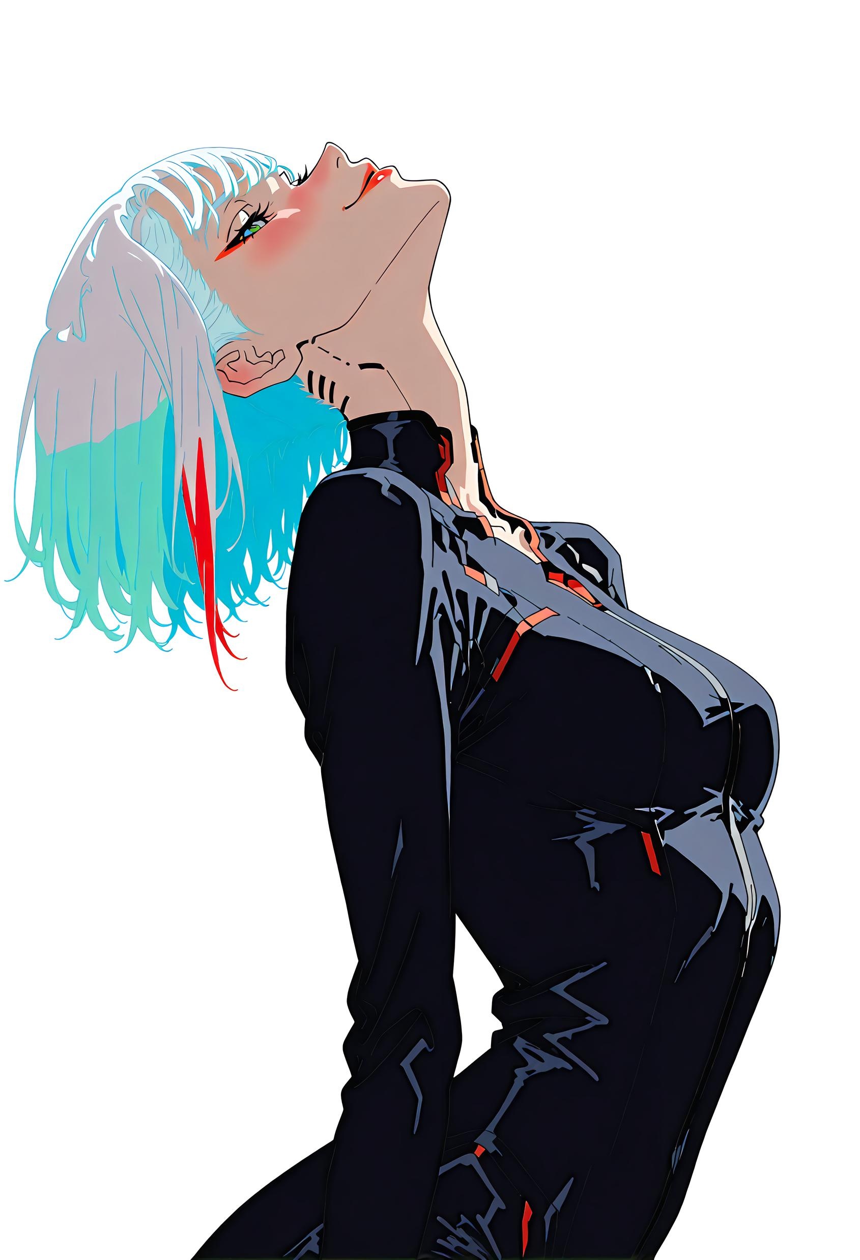 Cô Gái Anime Tạo Bởi AI - 露西娜: Đường Biên Cyberpunk, Tóc Xanh, Ngực Lớn, Cô Gái Tóc Bạc Với Đường Cong Hoàn Hảo, Sự Quyến Rũ Tột Đỉnh 63P