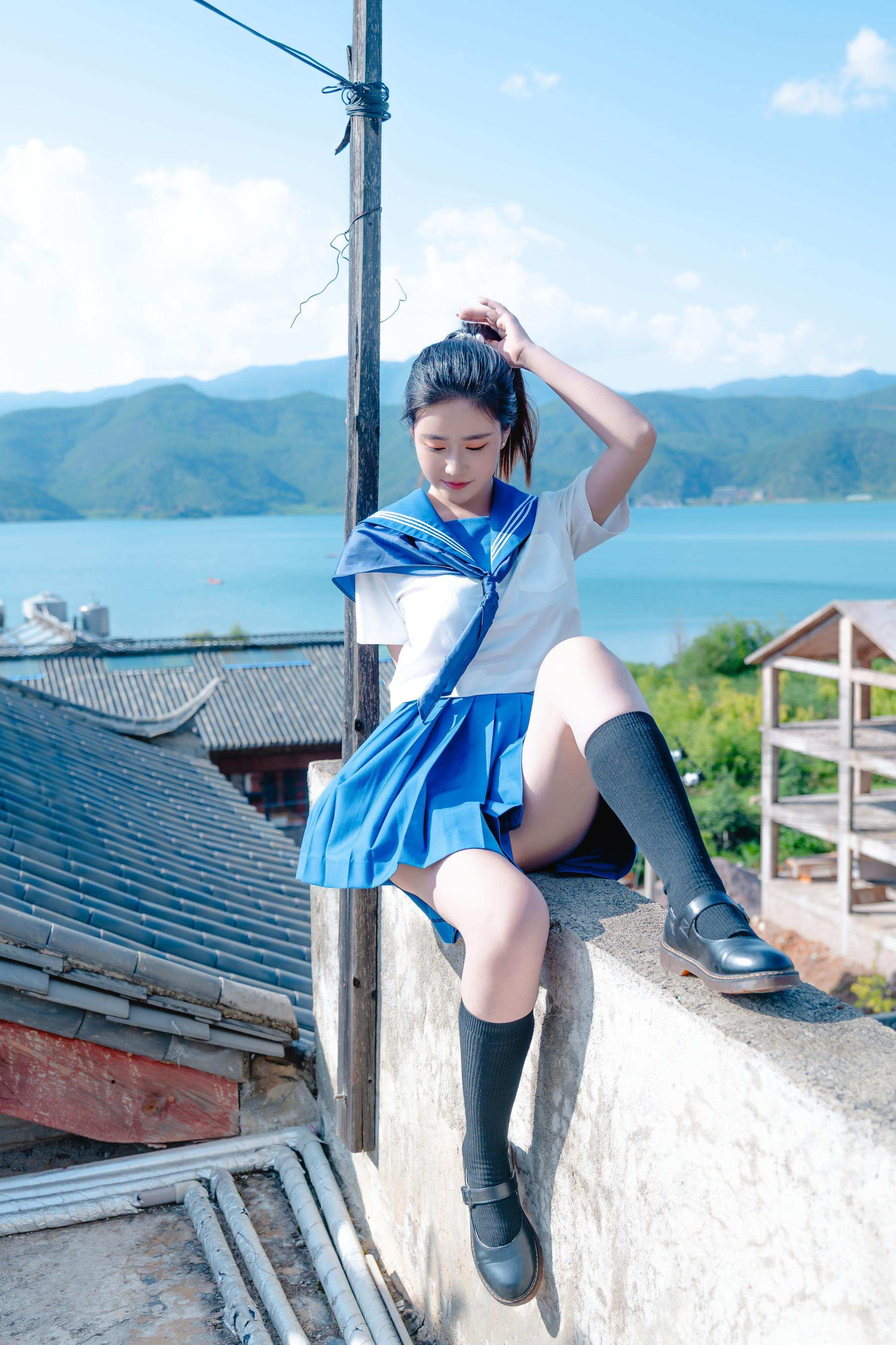 [写真] 年年Nnian - 泡沫の夏JK：夏のアウトドア制服テーマ 清純とセクシーが交錯する大人の雰囲気 78P
