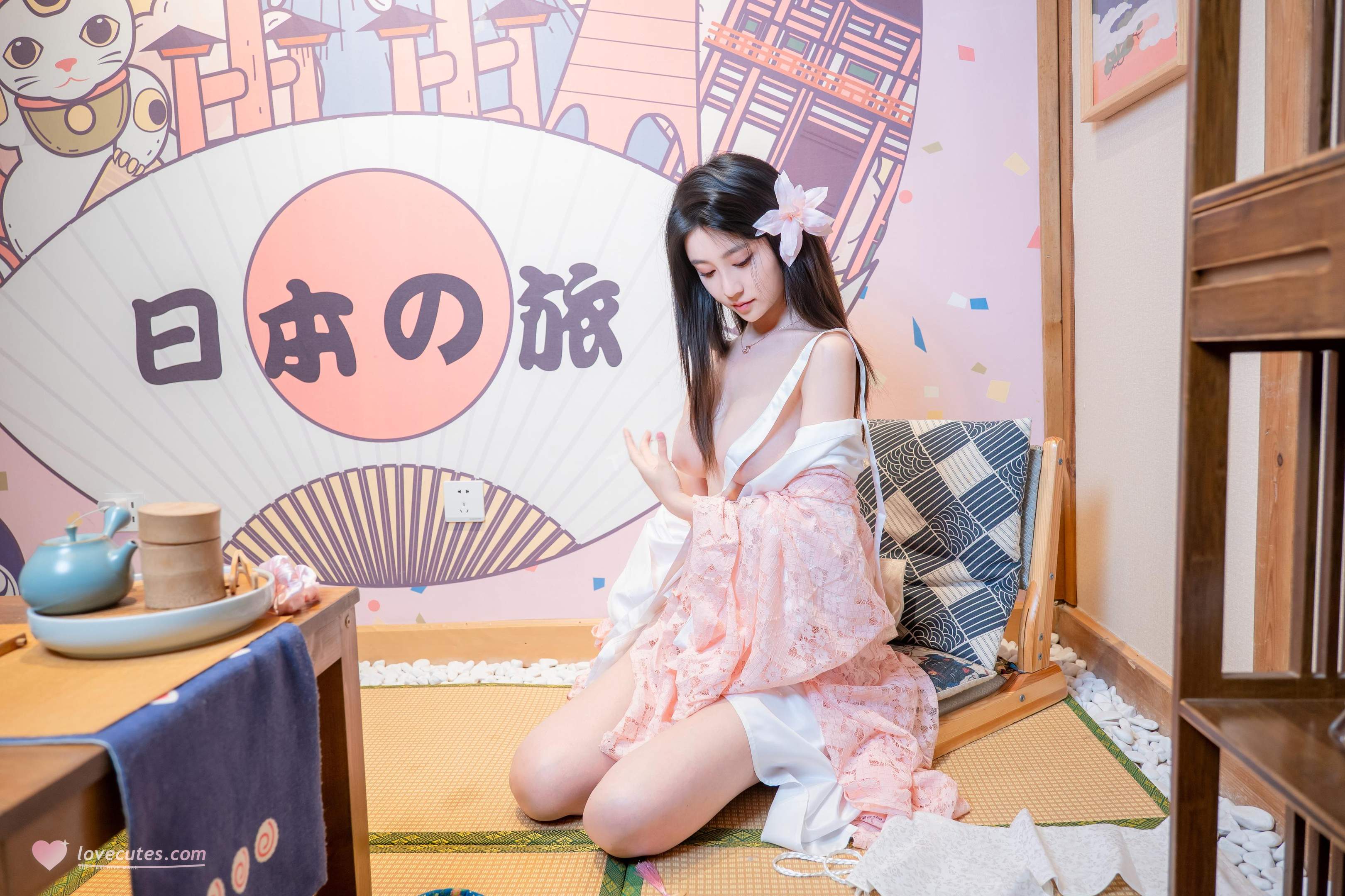 [私房] 年年Nnian - 漫花：櫻花古風外景與和風私房交織 柔美氛圍下的大尺度呈現 86P