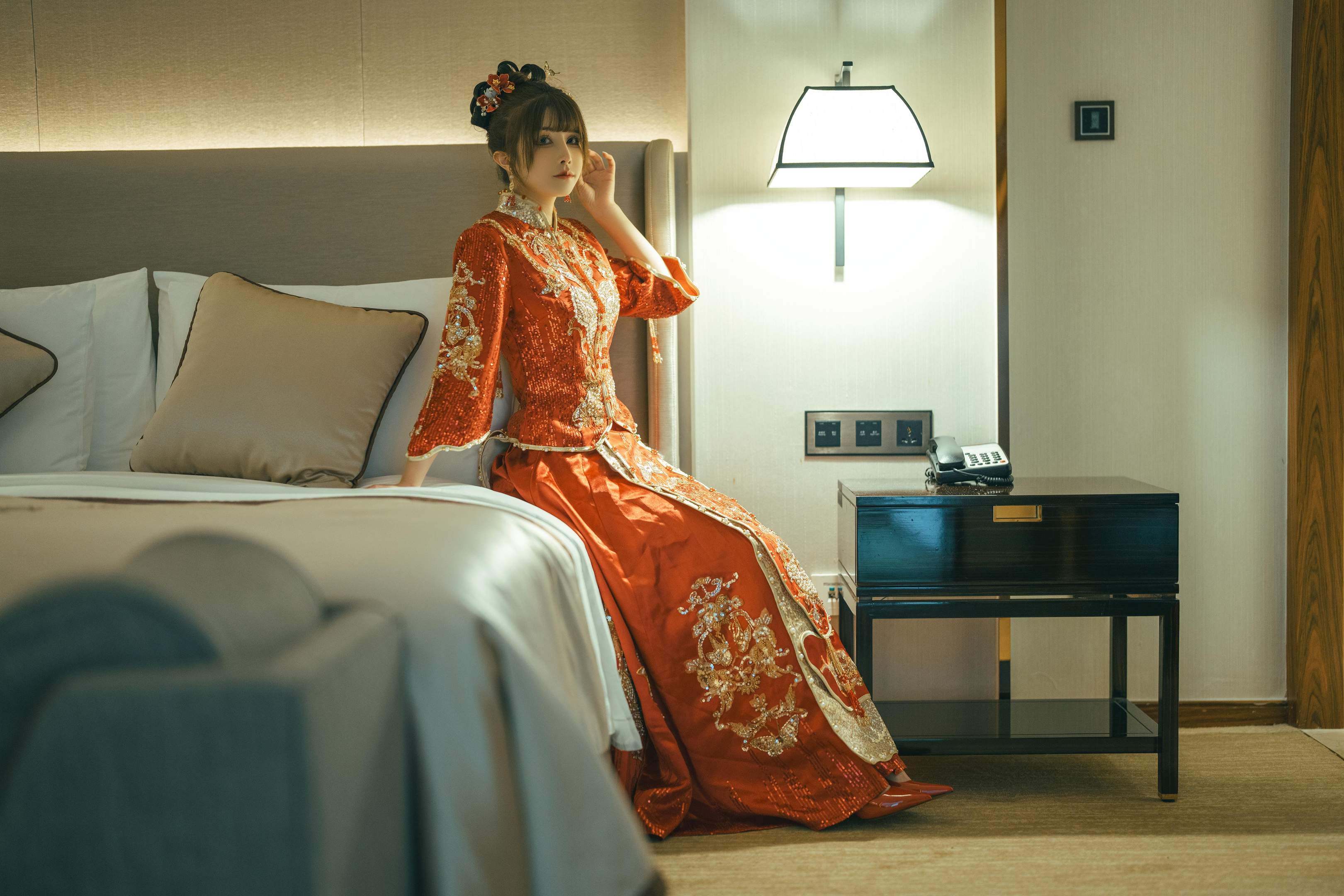 '[私房] Lộc Bát Tuổi - Câu Chuyện Cưới Mới: Áo Cưới Đỏ Trung Quốc Trong Phòng Cưới, Dán Che Đi Điểm Đẹp 108P1V'