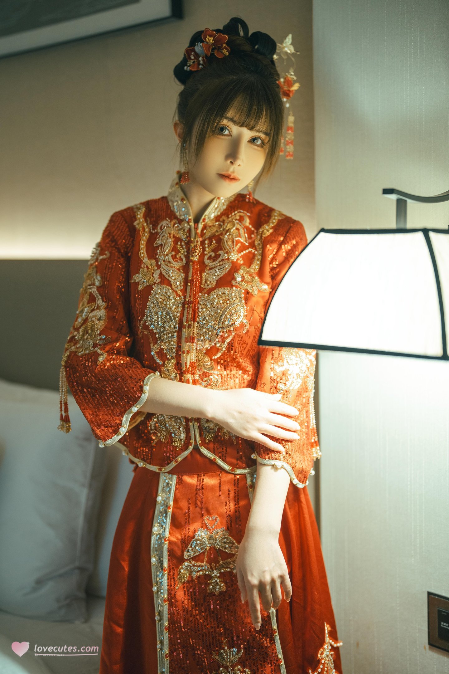 '[私房] Lộc Bát Tuổi - Câu Chuyện Cưới Mới: Áo Cưới Đỏ Trung Quốc Trong Phòng Cưới, Dán Che Đi Điểm Đẹp 108P1V'