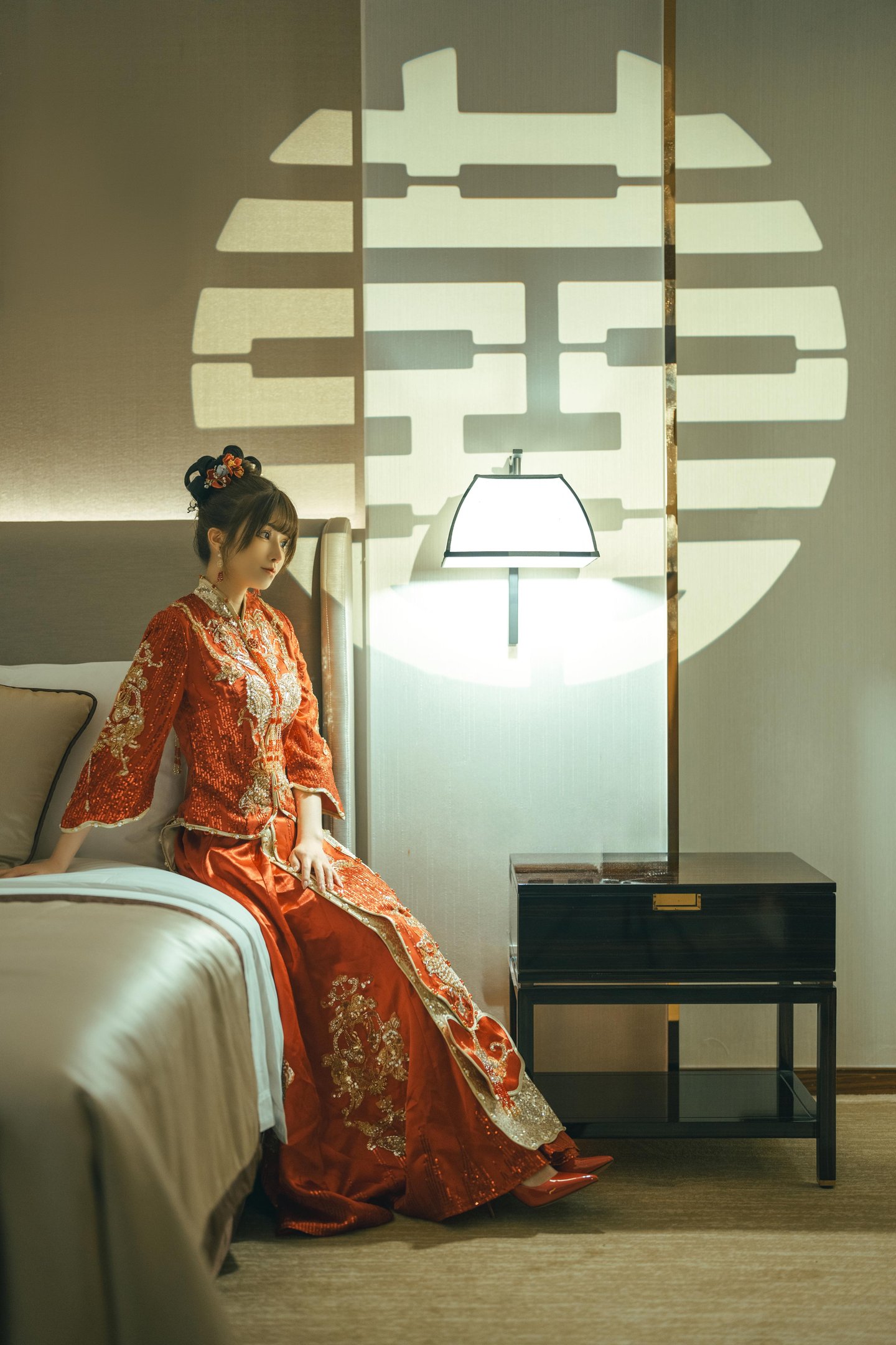 '[私房] Lộc Bát Tuổi - Câu Chuyện Cưới Mới: Áo Cưới Đỏ Trung Quốc Trong Phòng Cưới, Dán Che Đi Điểm Đẹp 108P1V'