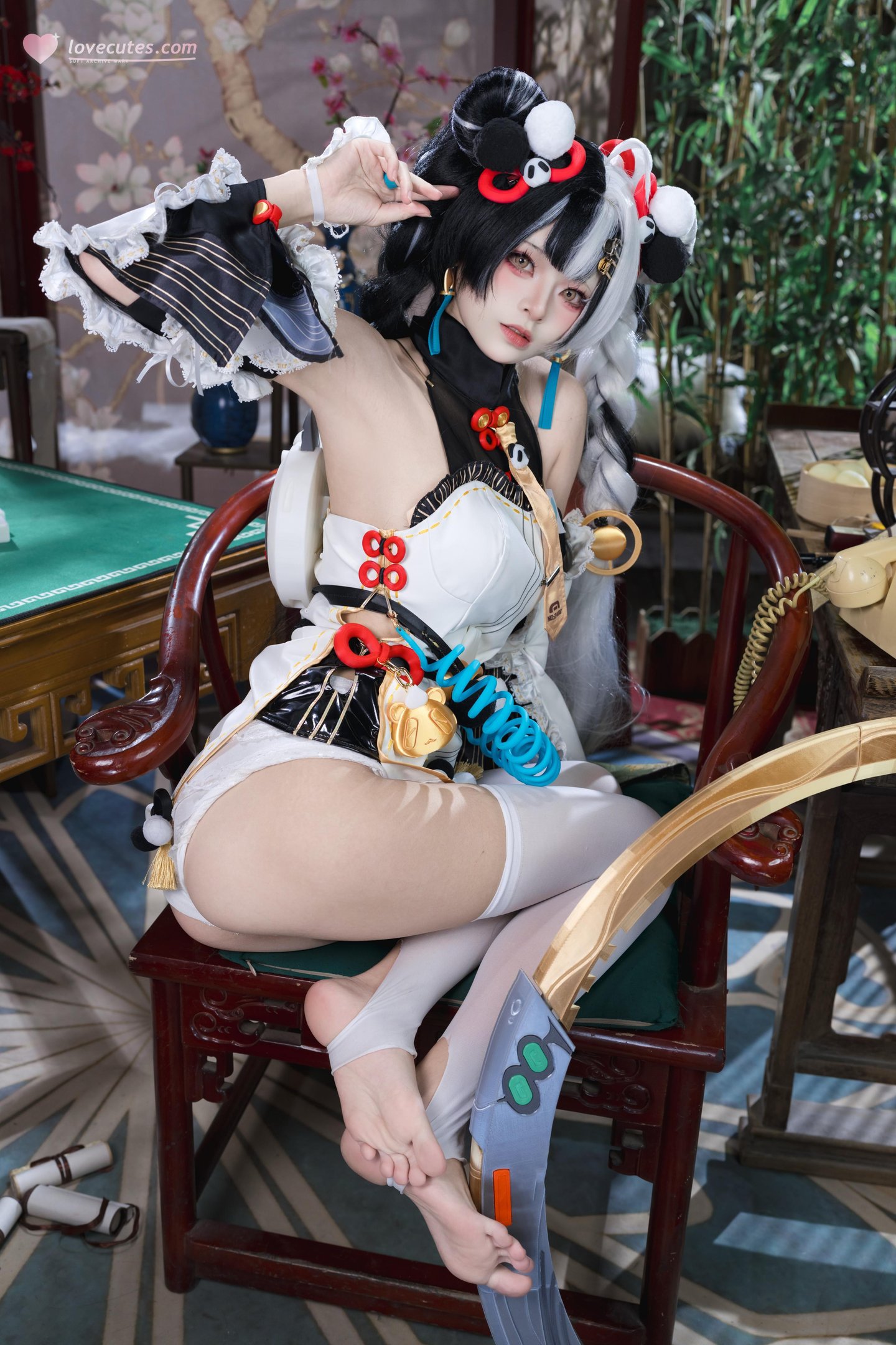 [cosplay] 九柒喵 - 琉音：白丝美腿露肩爆乳 东方风古韵 41P