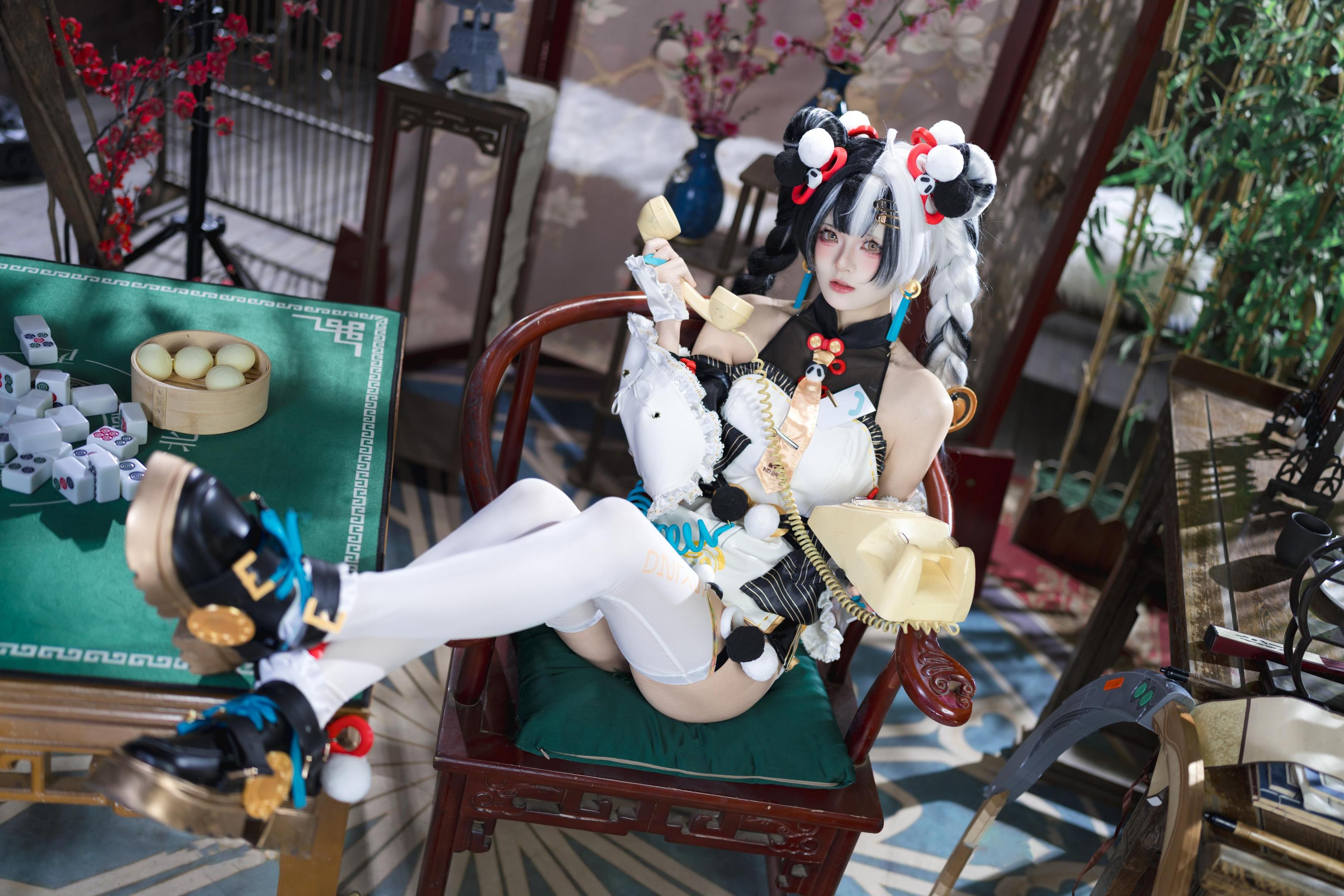 [Cosplay] Jiuqi Miao - Liuyin: White Stockings, Beautiful Legs, Exposed Shoulders, Busty, Eastern Style Elegance 41P