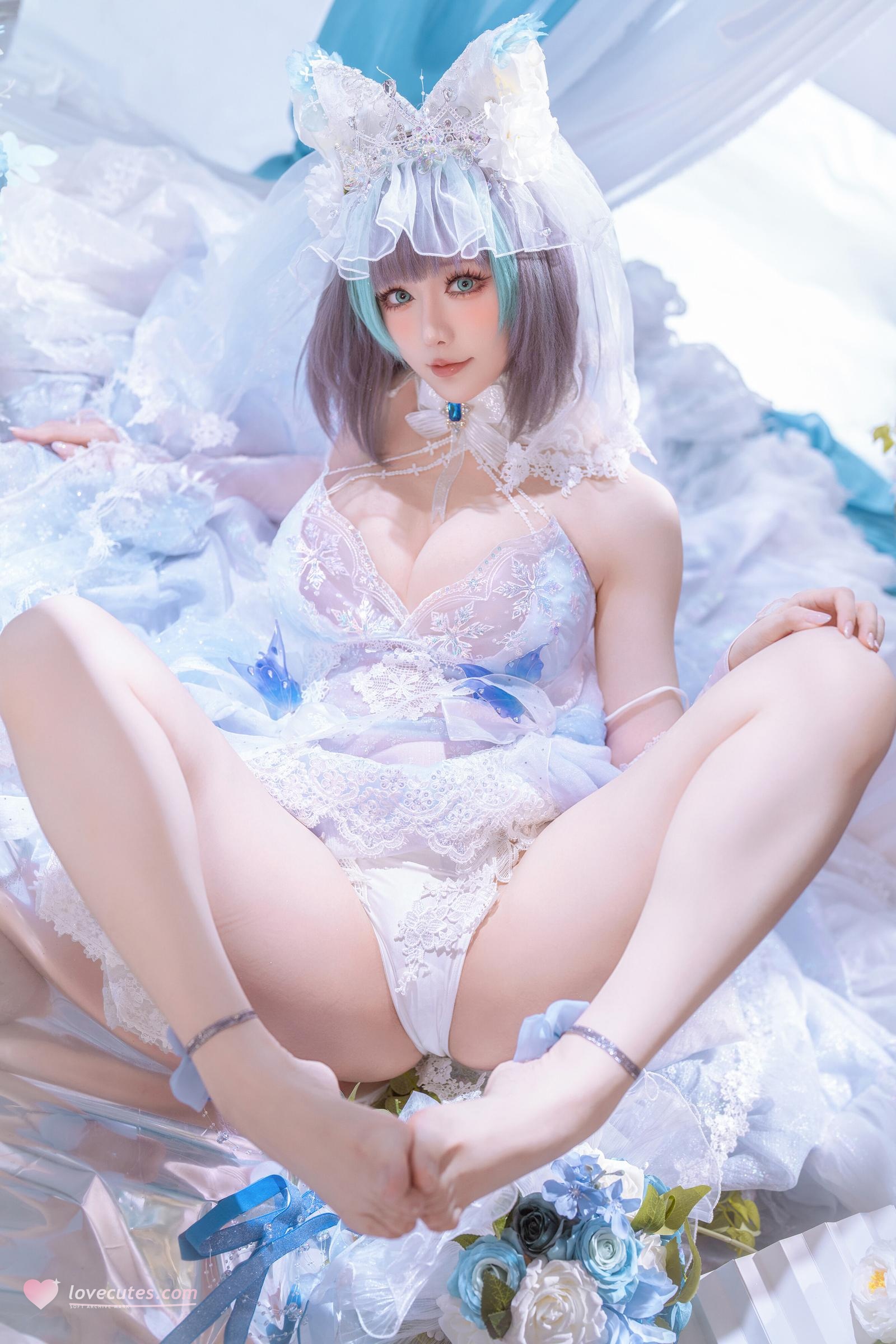 '[cosplay] 星之迟迟Hoshilily - 碧蓝航线 柴郡: Sự Kết Hợp Giữa Trang Phục Trắng Xanh và Yếu Tố Tai Mèo - Phục Hồi Nhân Vật Ngọt Ngào và Lạnh Lùng 44P'