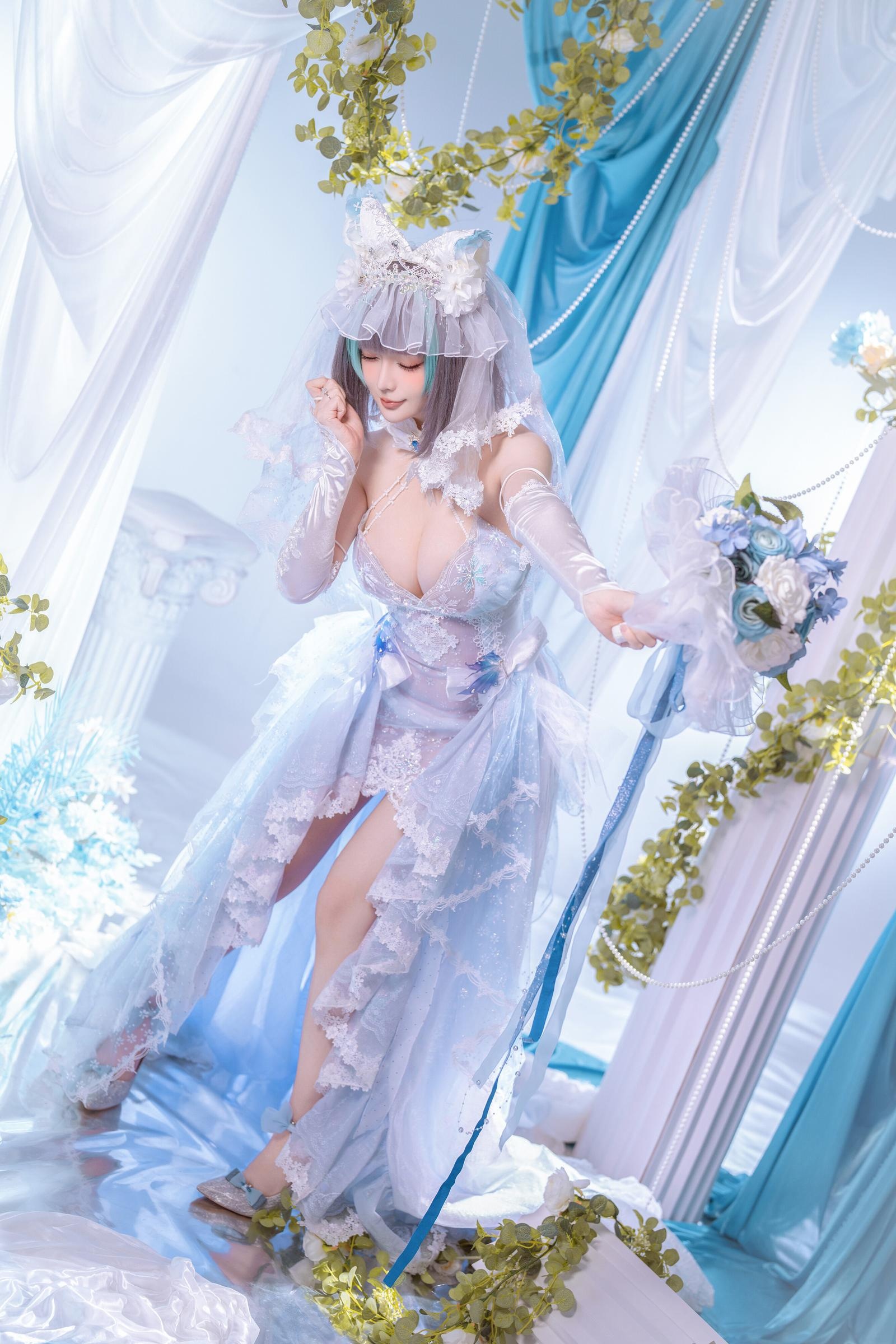 '[cosplay] 星之迟迟Hoshilily - 碧蓝航线 柴郡: Sự Kết Hợp Giữa Trang Phục Trắng Xanh và Yếu Tố Tai Mèo - Phục Hồi Nhân Vật Ngọt Ngào và Lạnh Lùng 44P'