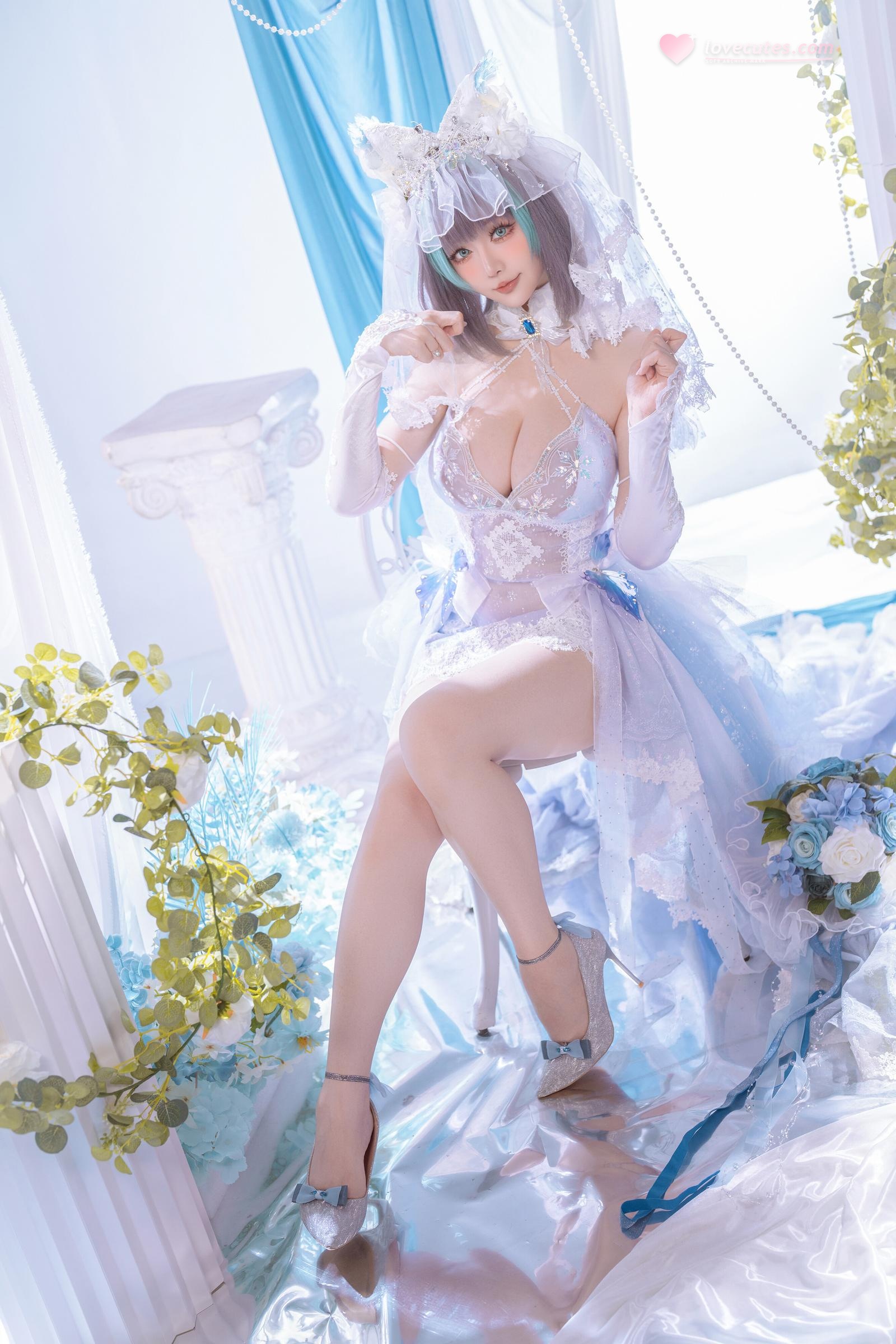 【コスプレ】星之迟迟Hoshilily - 碧蓝航线 柴郡：白ブルー礼装と猫耳要素の融合 44P