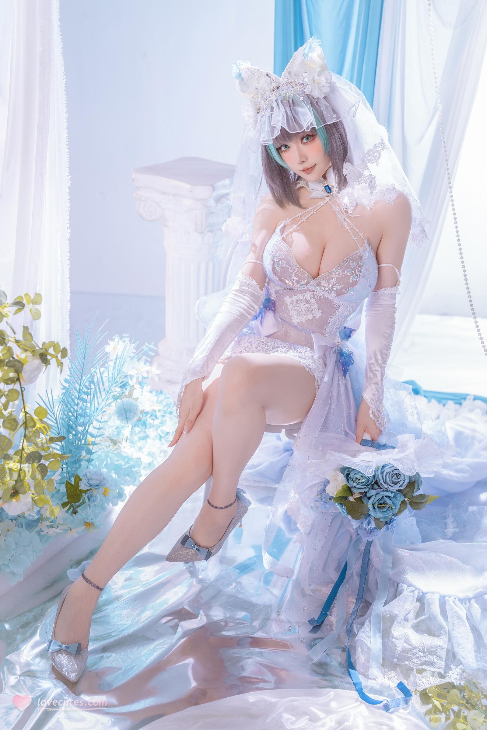 【コスプレ】星之迟迟Hoshilily - 碧蓝航线 柴郡：白ブルー礼装と猫耳要素の融合 44P