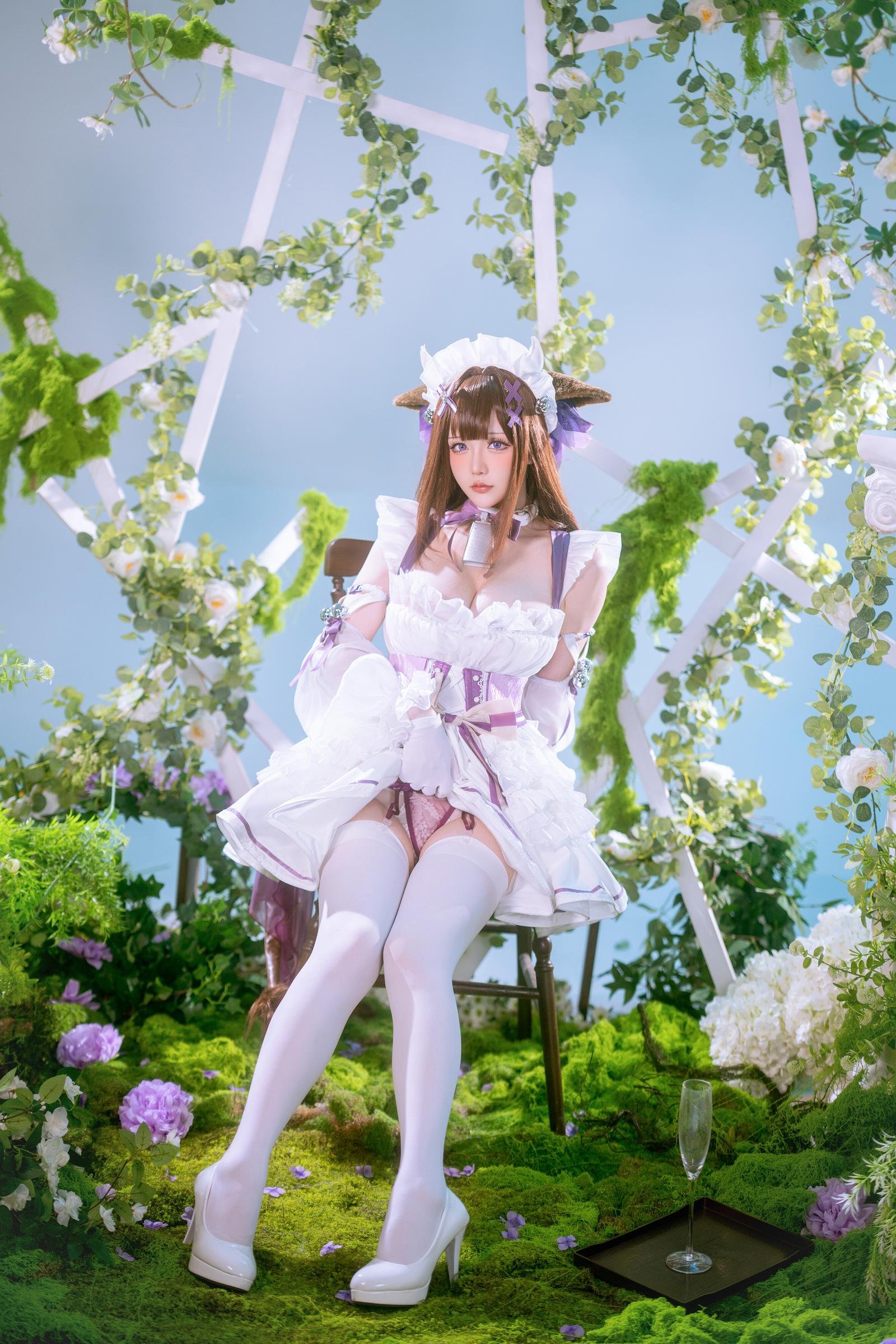 [cosplay] 星之迟迟Hoshilily - 碧藍航線 樫野：白紫禮裙與貓耳元素交織 甜美軟萌氣質下的角色還原 45P