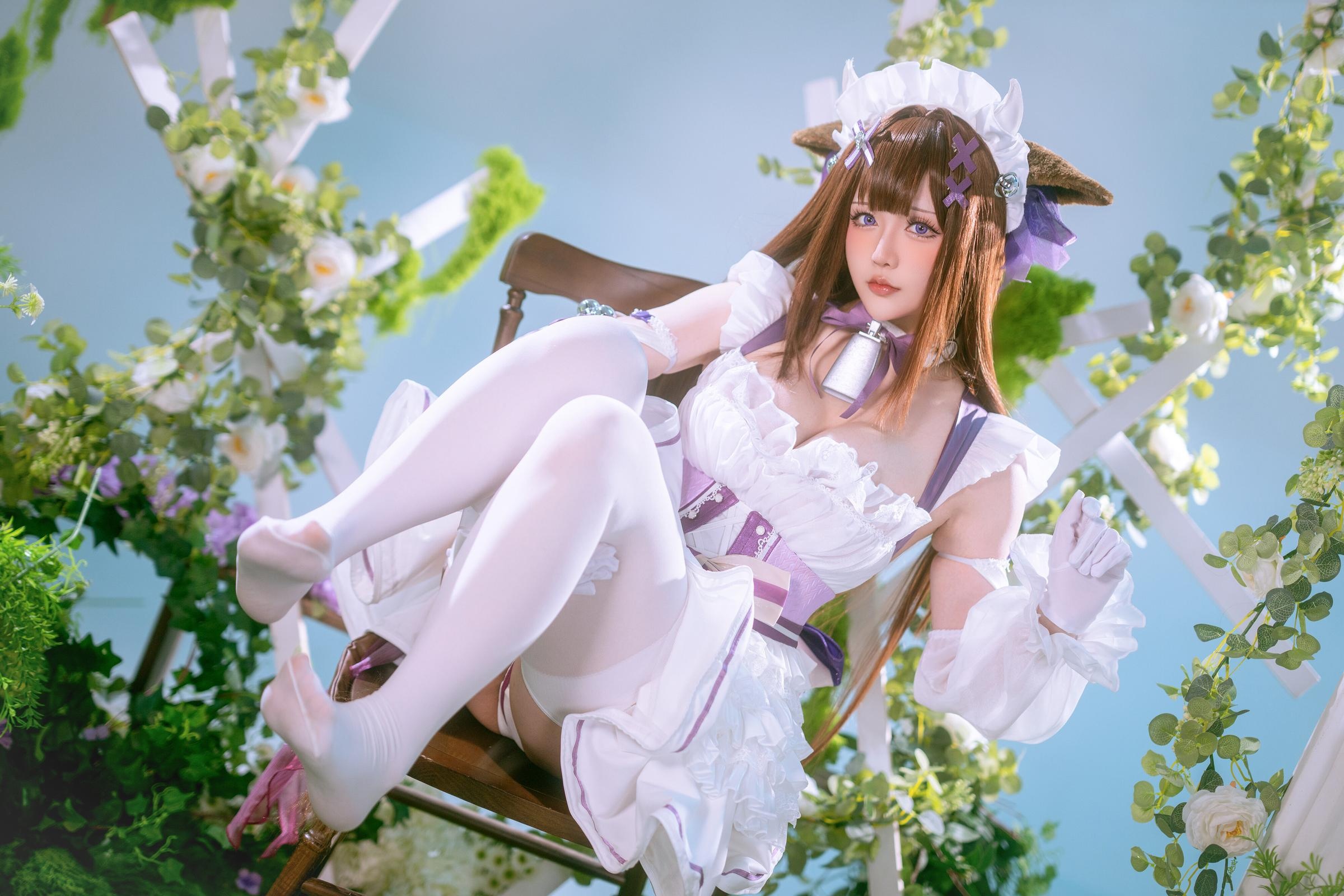 [cosplay] 星之迟迟Hoshilily - 碧藍航線 樫野：白紫禮裙與貓耳元素交織 甜美軟萌氣質下的角色還原 45P