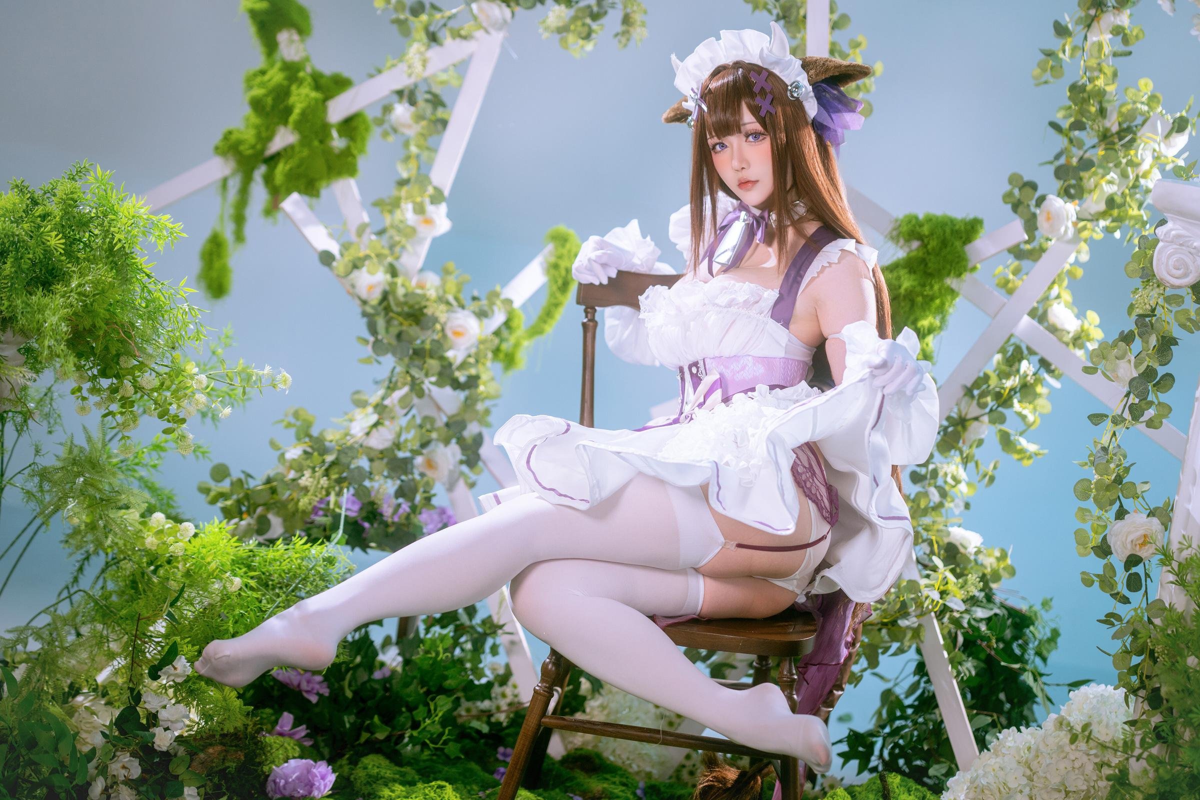 [cosplay] 星之迟迟Hoshilily - 碧藍航線 樫野：白紫禮裙與貓耳元素交織 甜美軟萌氣質下的角色還原 45P