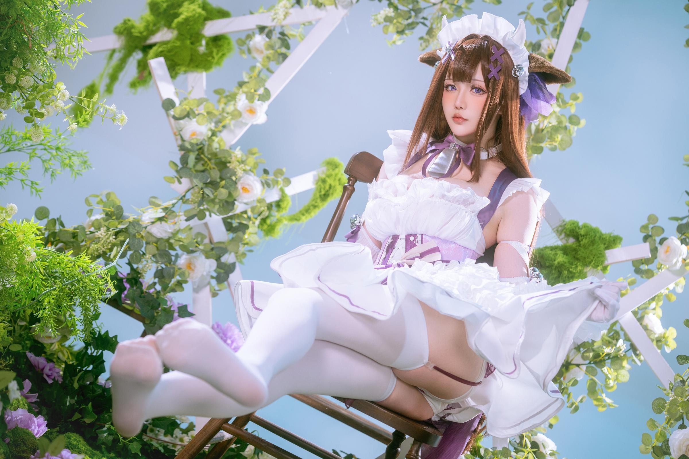 [cosplay] 星之迟迟Hoshilily - 碧藍航線 樫野：白紫禮裙與貓耳元素交織 甜美軟萌氣質下的角色還原 45P