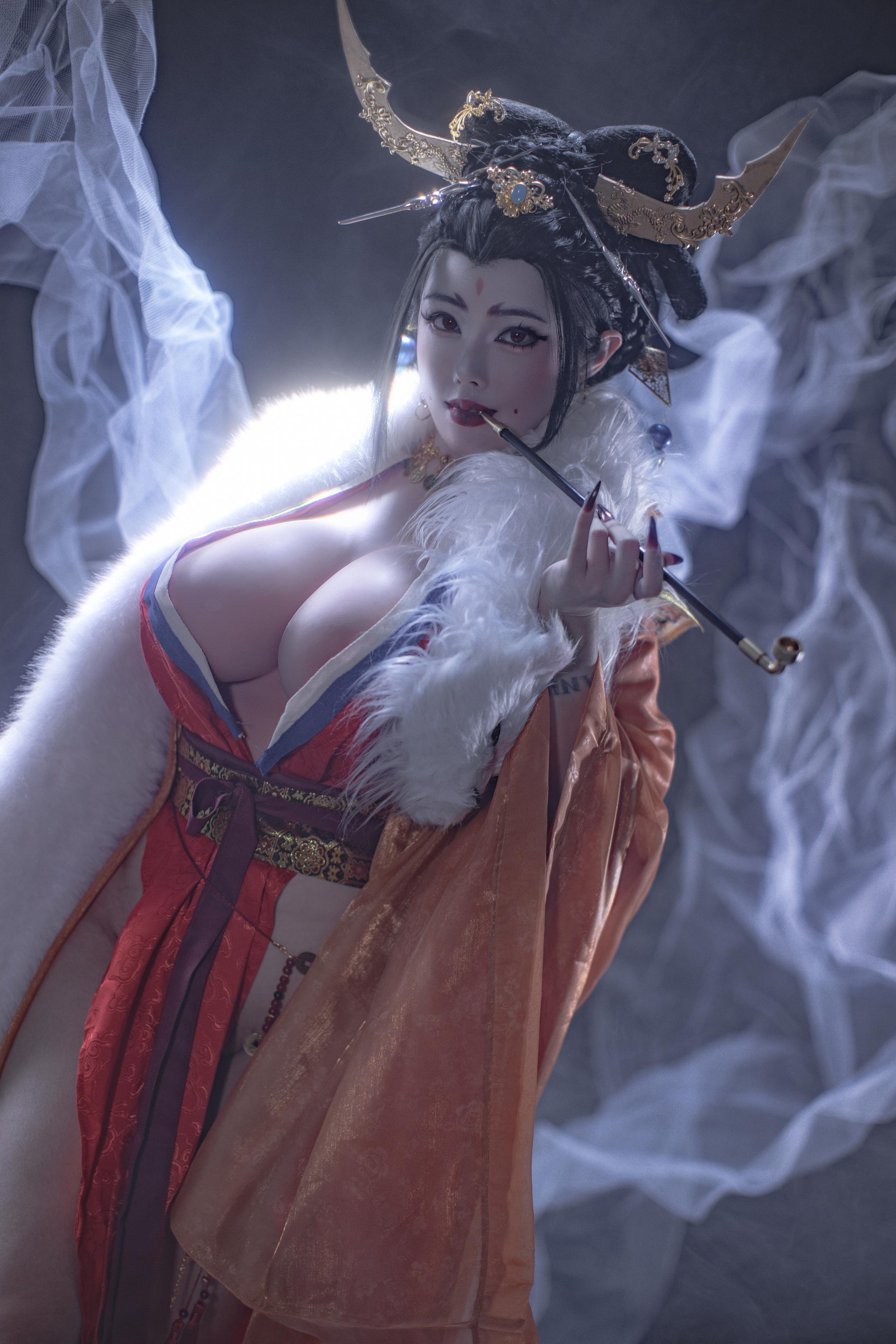 '[cosplay] TiTi - Hồ Ly Vô Thường: Phong Cách Cổ Điển Dưới Khói Sương, Vẻ Đẹp Quyến Rũ và Trang Phục Lộng Lẫy 91P'