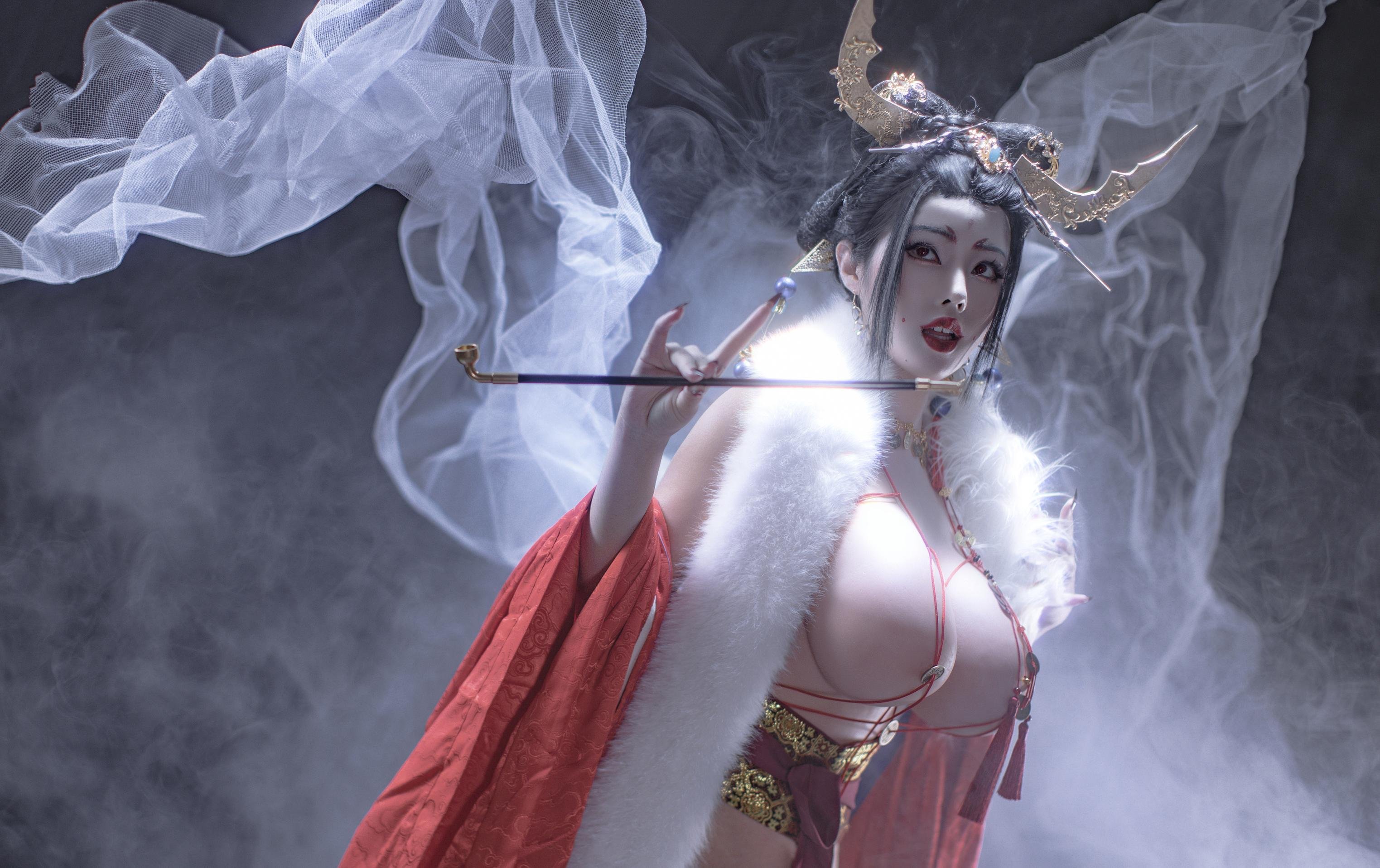 [cospaly] 鈦合金TiTi - 無常狐：煙霧繚繞下的狐系古風造型 妖豔冷艷氣質與華麗服飾呈現 91P