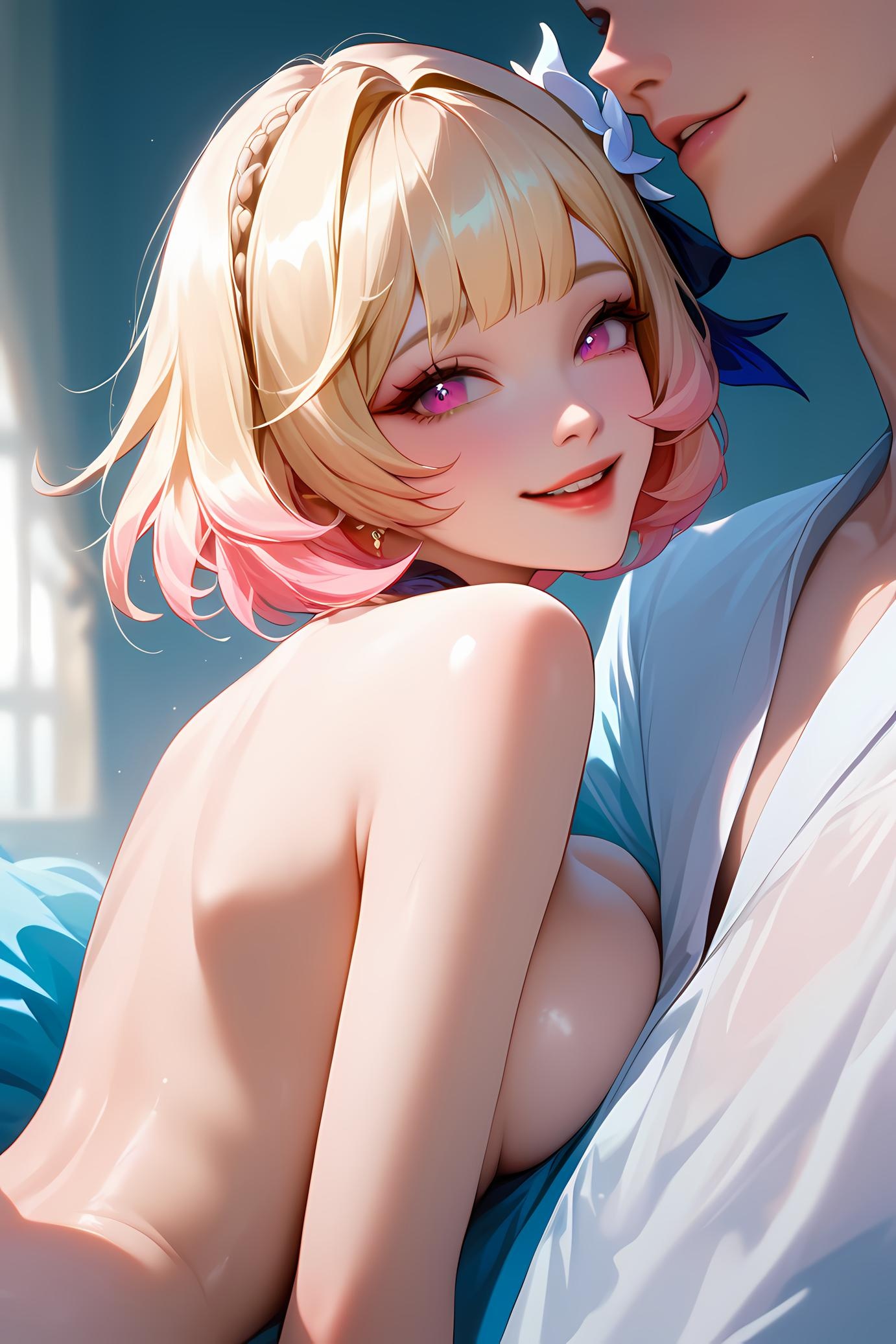 Cô Gái Anime Tạo Ra Bởi AI - 原神 艾梅莉埃: Vẻ Đẹp Tóc Vàng Với Hoa 31P