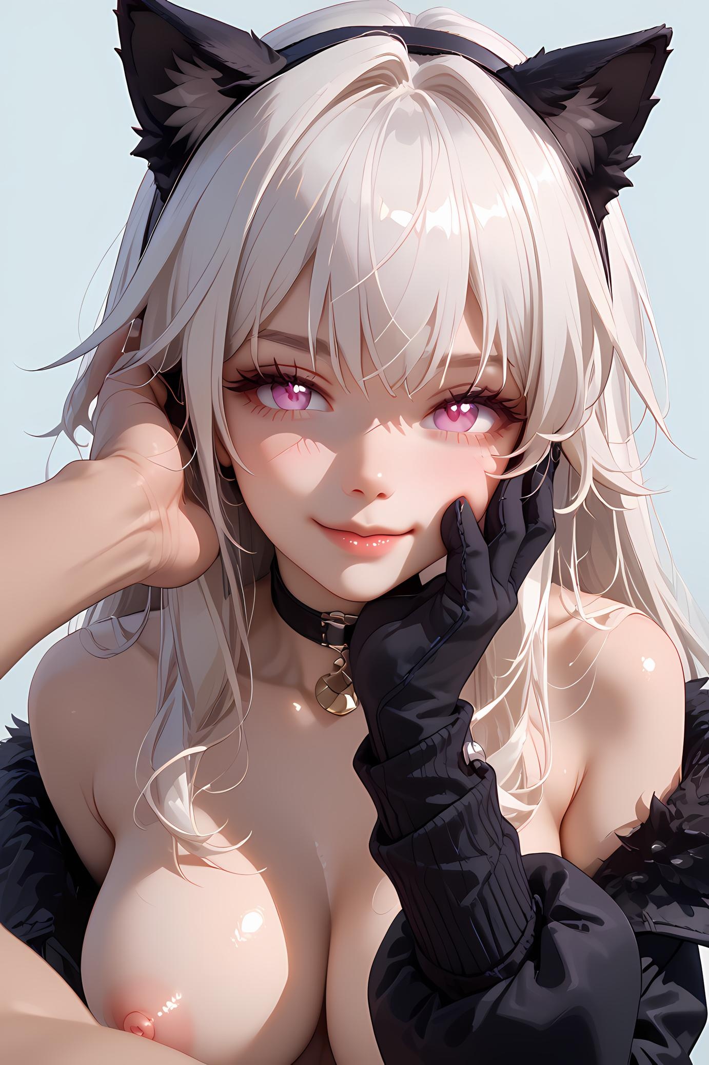 AI Generated Anime Girl - Honkai: Star Rail Clara: White-Haired, Black Swimsuit, Big Breasts 41P