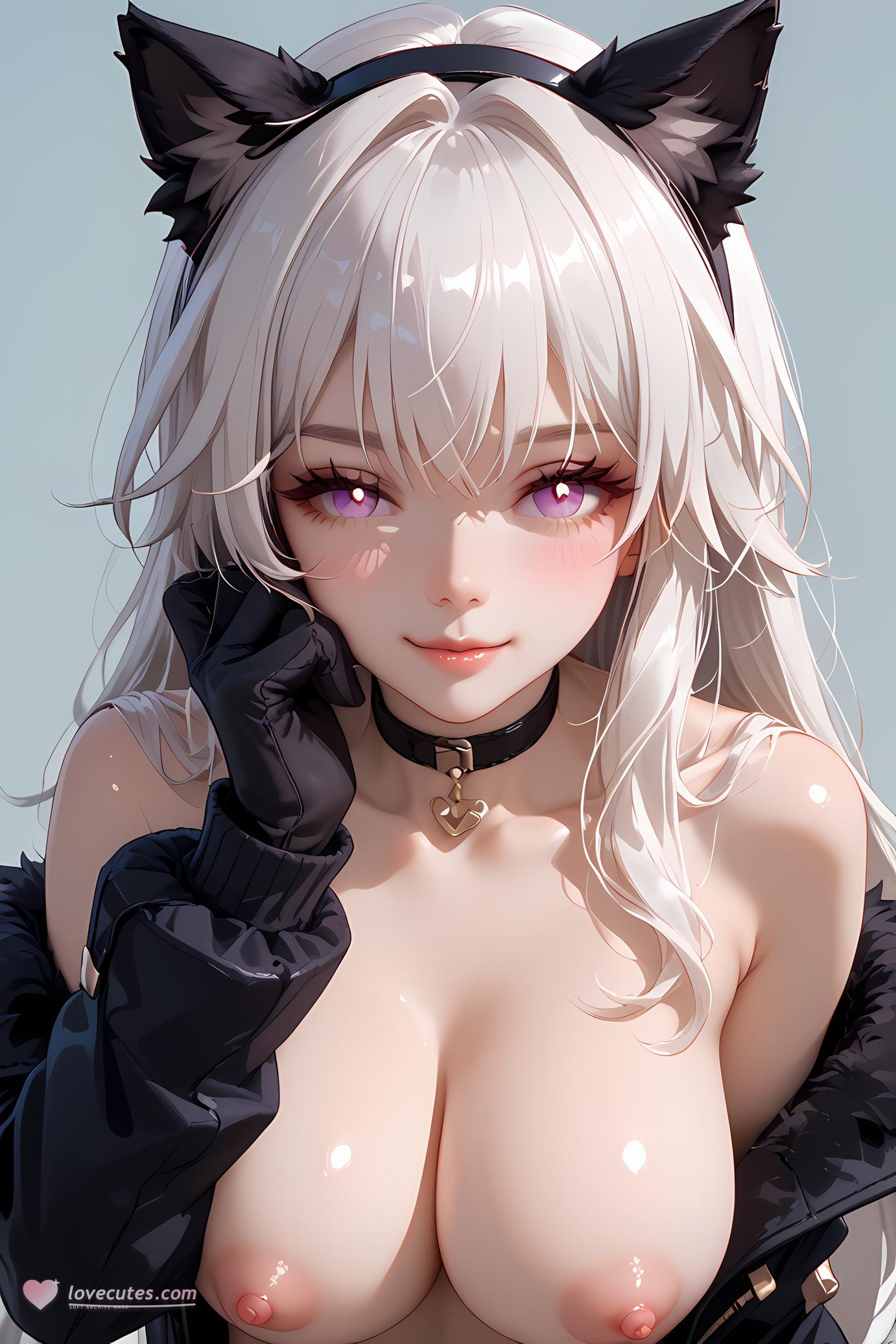 AI Generated Anime Girl - Honkai: Star Rail Clara: White-Haired, Black Swimsuit, Big Breasts 41P