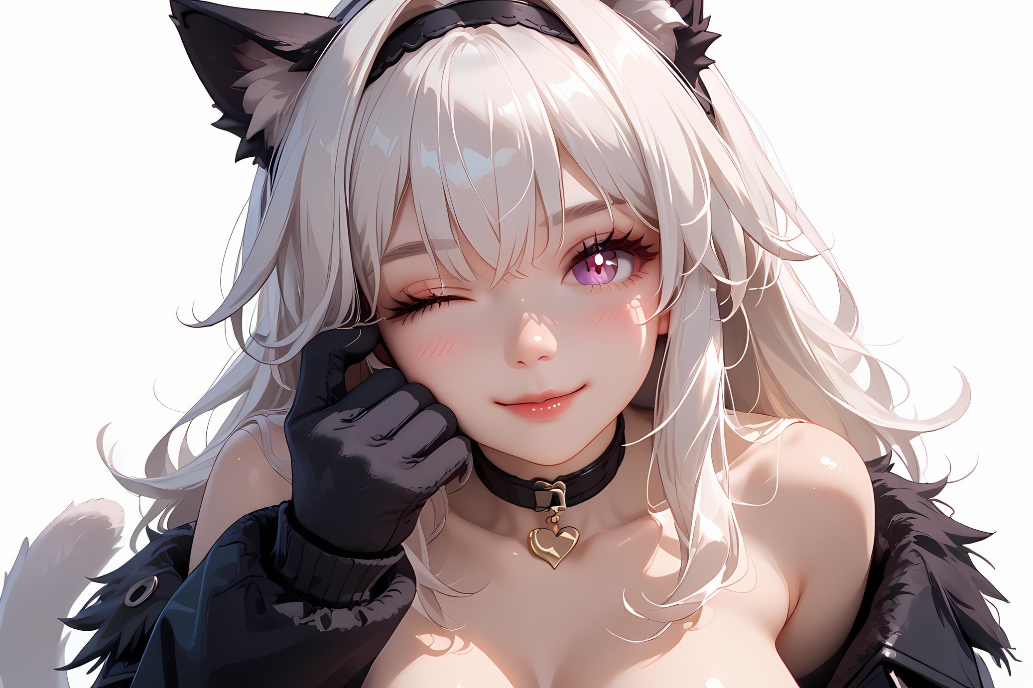 AI Generated Anime Girl - Honkai: Star Rail Clara: White-Haired, Black Swimsuit, Big Breasts 41P
