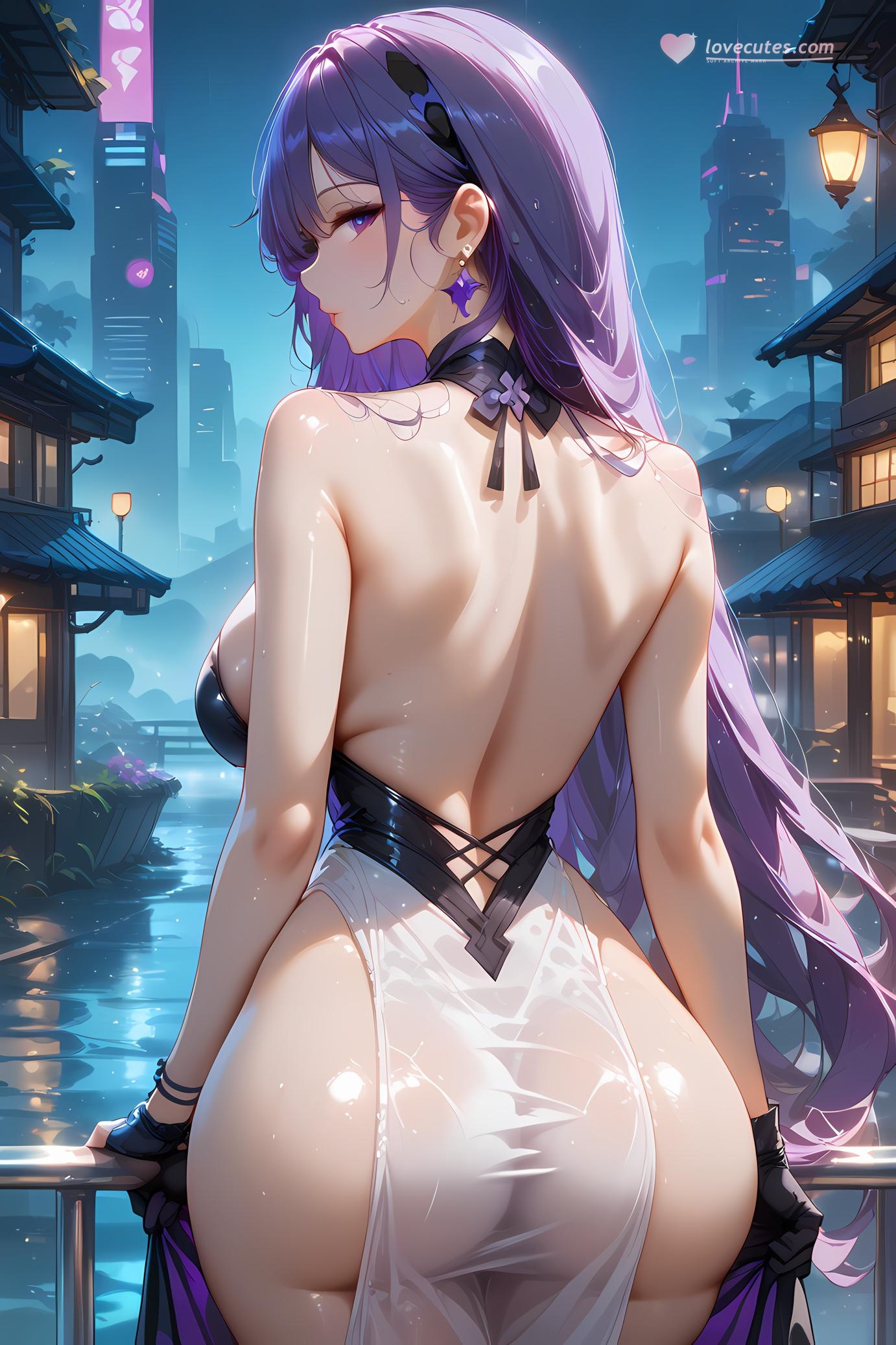 AI生成アニメ少女 - 崩坏星穹鉄道 黄泉：紫髪白色ビスチェ爆乳 33P
