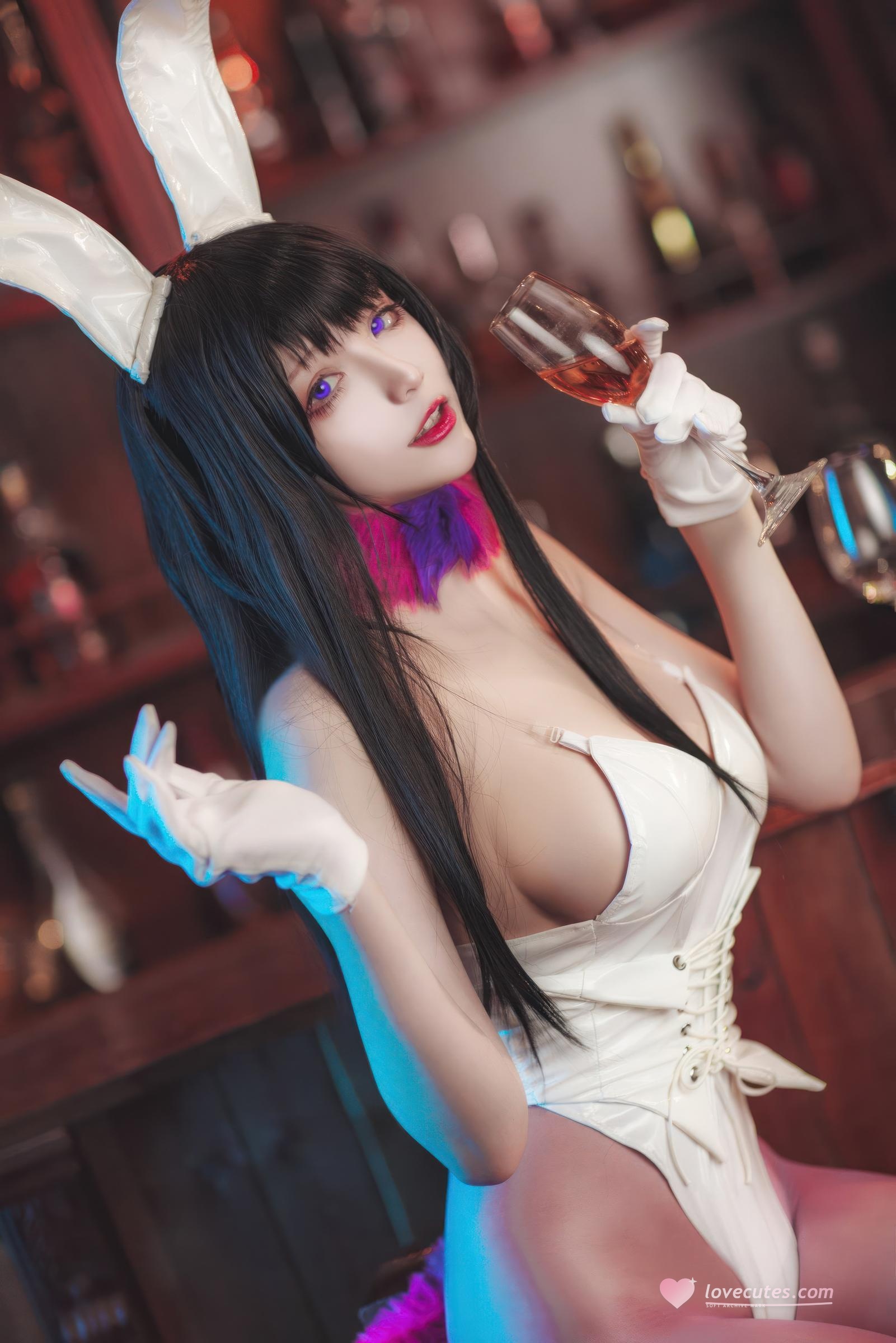 [写真] 起司块wii - 悪魔姉妹バニー：ホワイトバニーバー撮影 美胸美腿魅惑の27P