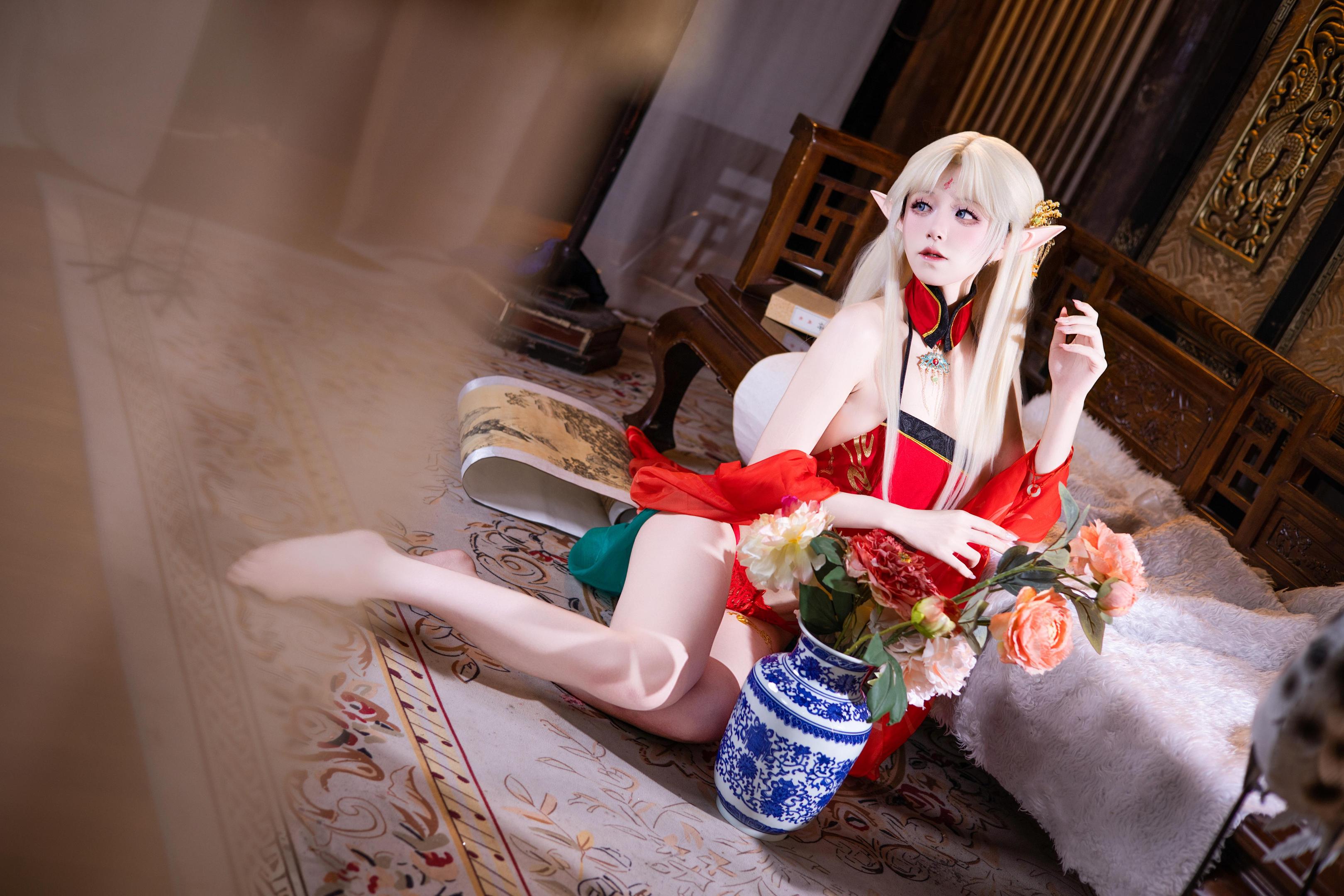 【コスプレ】双木扶苏 - ブレイスト紅古風：紅金礼装精霊耳 美脚ヒップ中華再現 45P