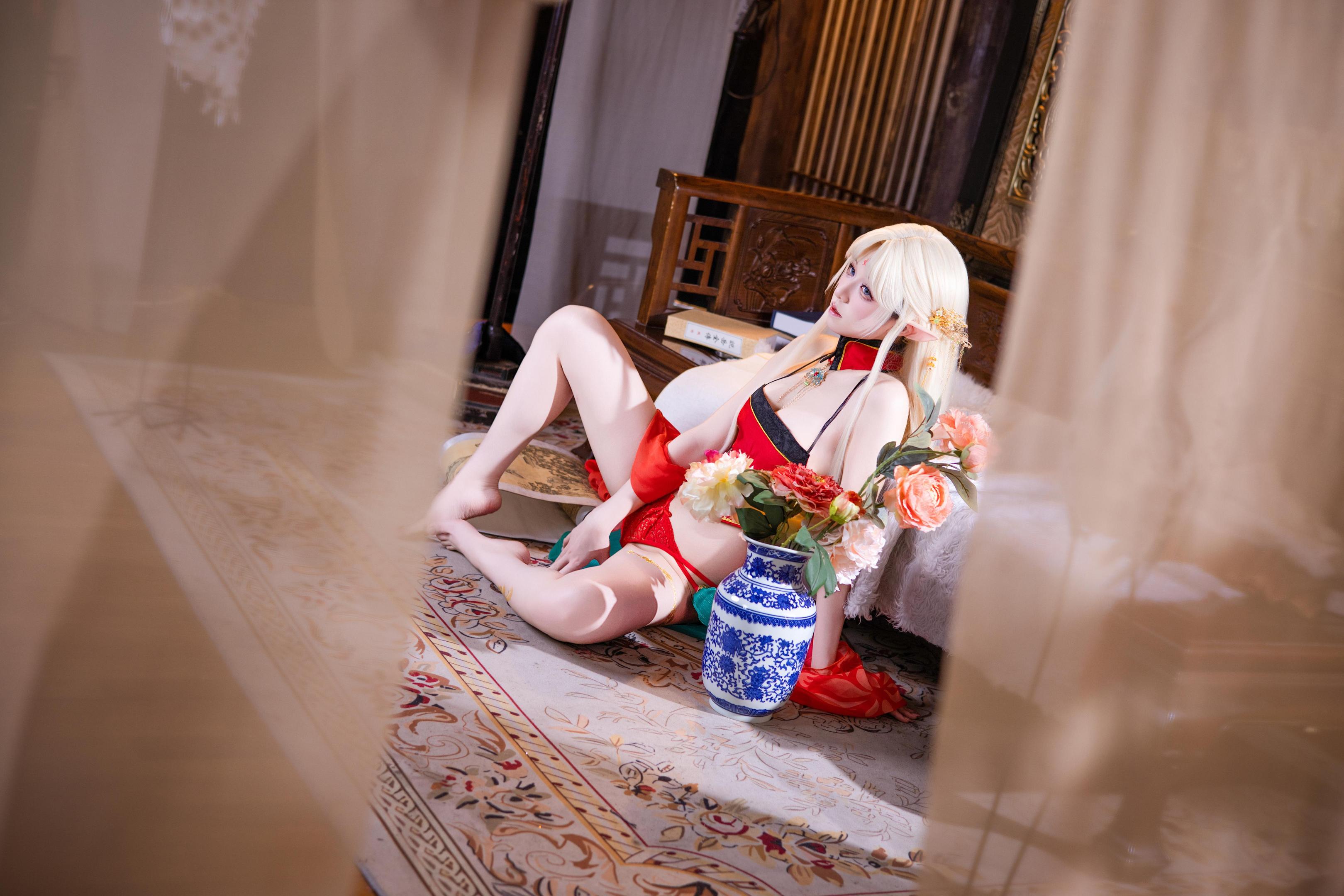 【コスプレ】双木扶苏 - ブレイスト紅古風：紅金礼装精霊耳 美脚ヒップ中華再現 45P