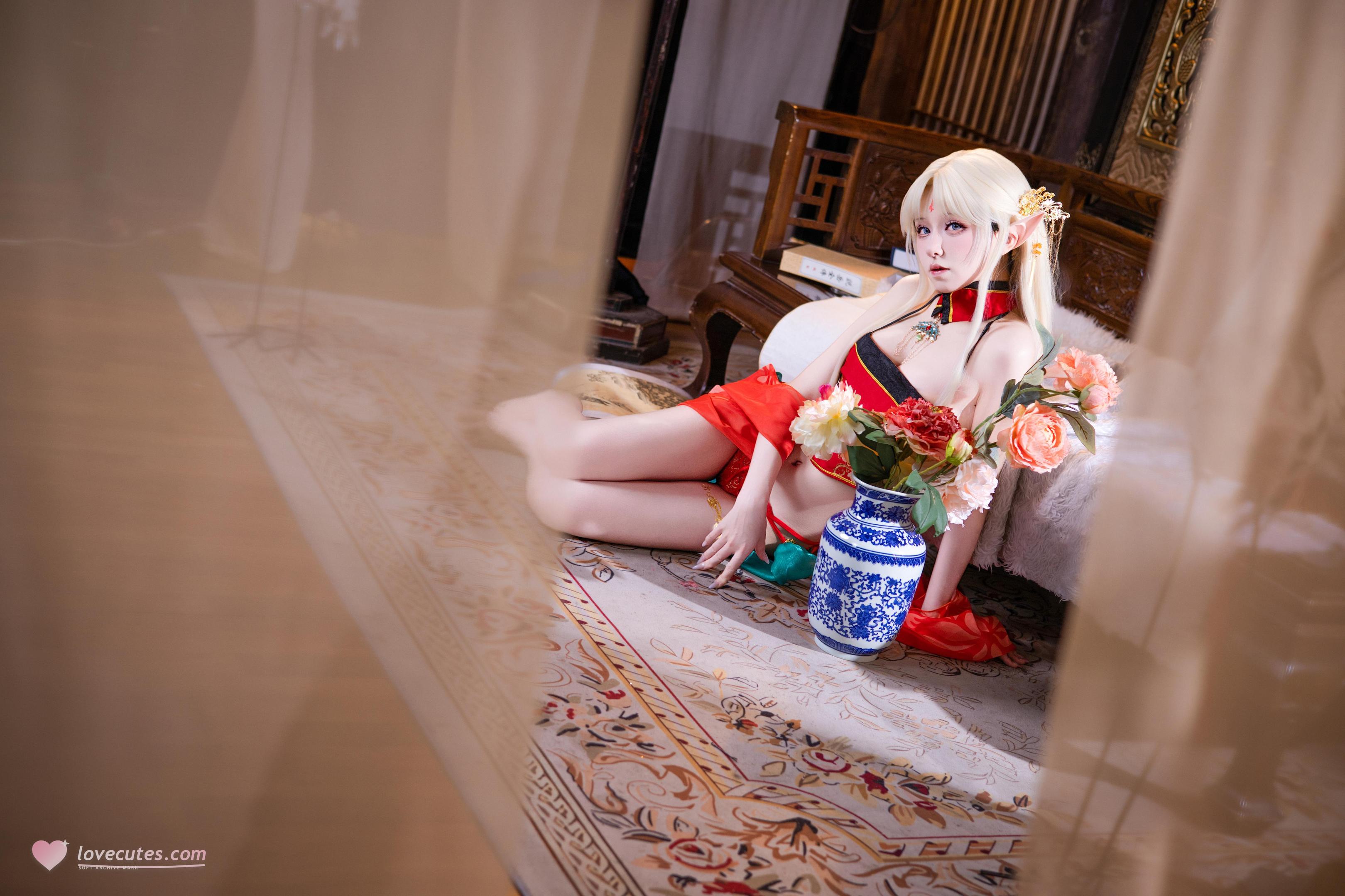 【コスプレ】双木扶苏 - ブレイスト紅古風：紅金礼装精霊耳 美脚ヒップ中華再現 45P