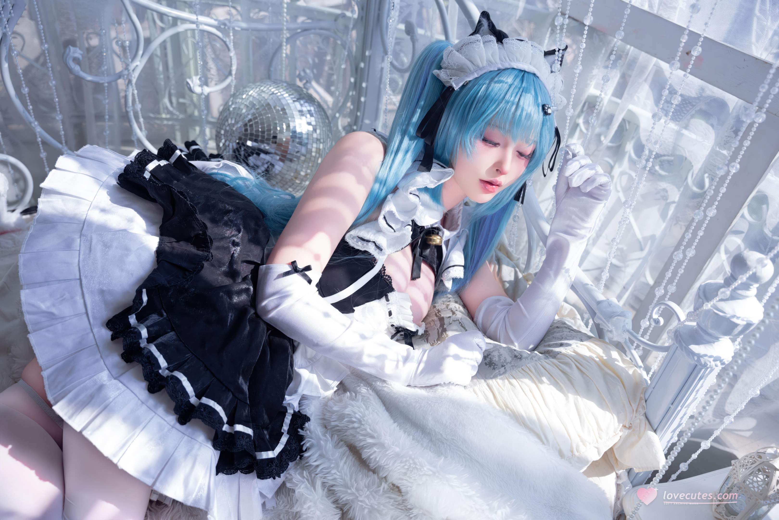 [cosplay] 清水由乃 - Nikke胜利女神 普利瓦蒂：蓝发猫耳女仆 白丝露点还原 85P1V