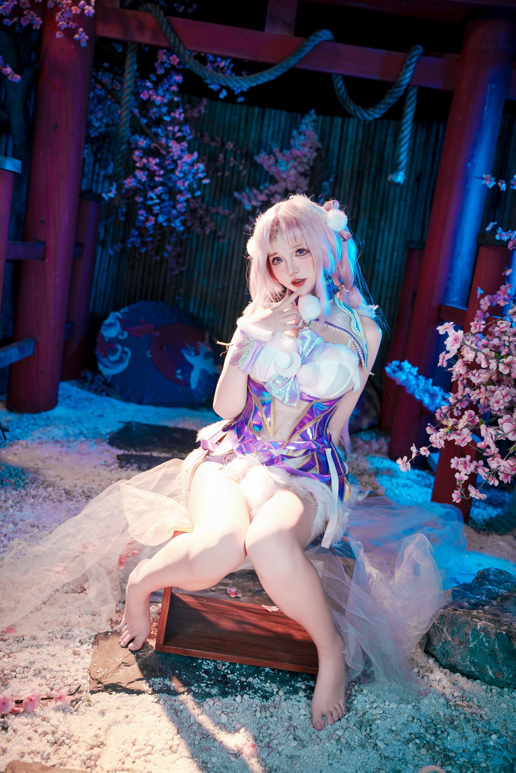 [costume play] 阿薰kaOri - 永劫無間 殷紫萍：粉髪桜礼装露点露穴 大尺度再現 61P1V