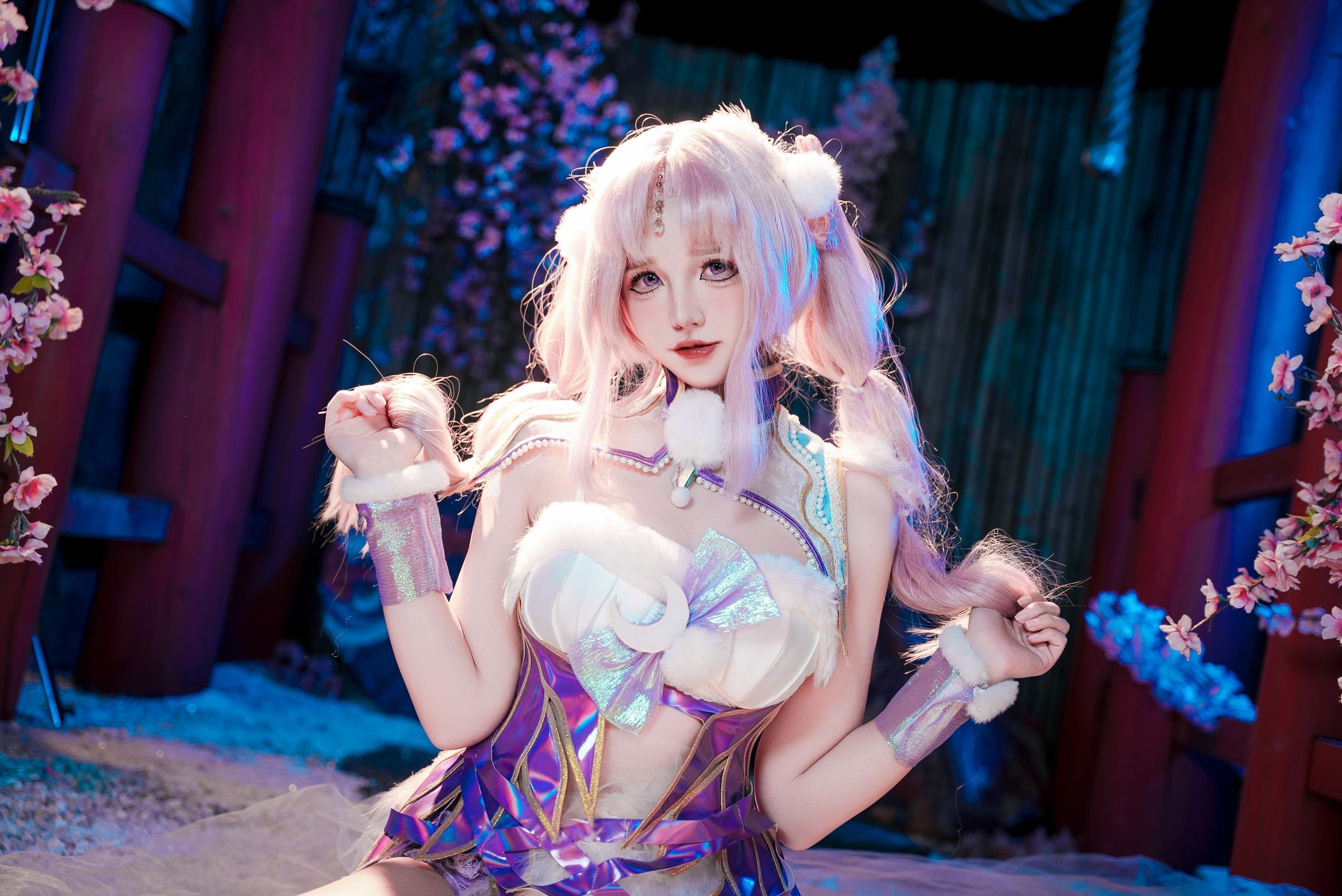 [costume play] 阿薰kaOri - 永劫無間 殷紫萍：粉髪桜礼装露点露穴 大尺度再現 61P1V
