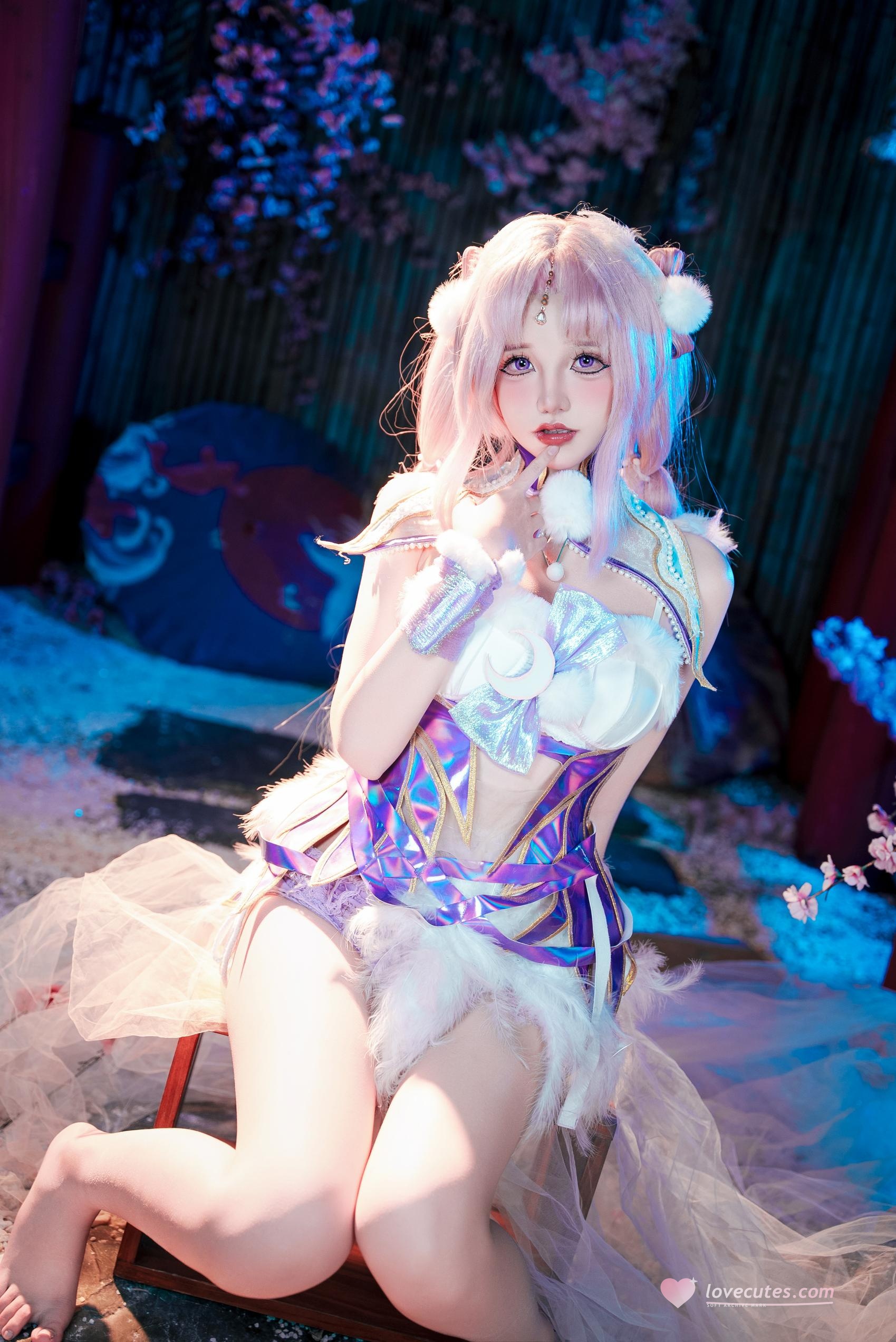 [คอสเพลย์] 阿薰kaOri - 永劫无间 殷紫萍: ชุดซากุระผมชมพูเผยจุดลับ ขนาดใหญ่ 61P1V