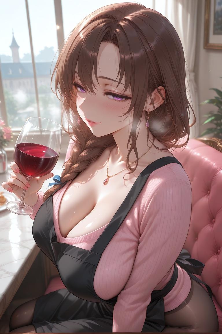 'Gái Anime Tạo Bởi AI - Hasuma Kanae: Áo Len Hồng, Đồ Lót Ren Đen, Ngực Lớn, Mông Cong, Lộ Điểm Nhạy Cảm 154P'