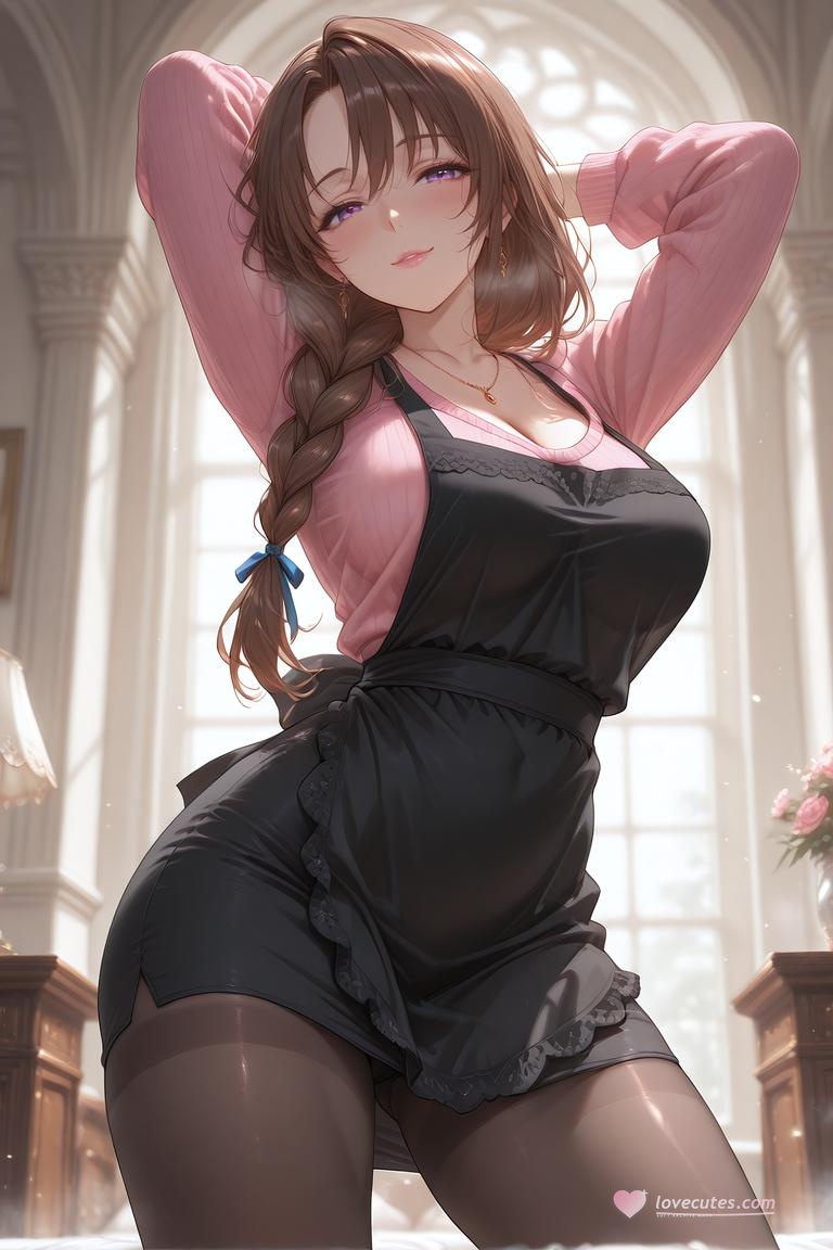 'Gái Anime Tạo Bởi AI - Hasuma Kanae: Áo Len Hồng, Đồ Lót Ren Đen, Ngực Lớn, Mông Cong, Lộ Điểm Nhạy Cảm 154P'