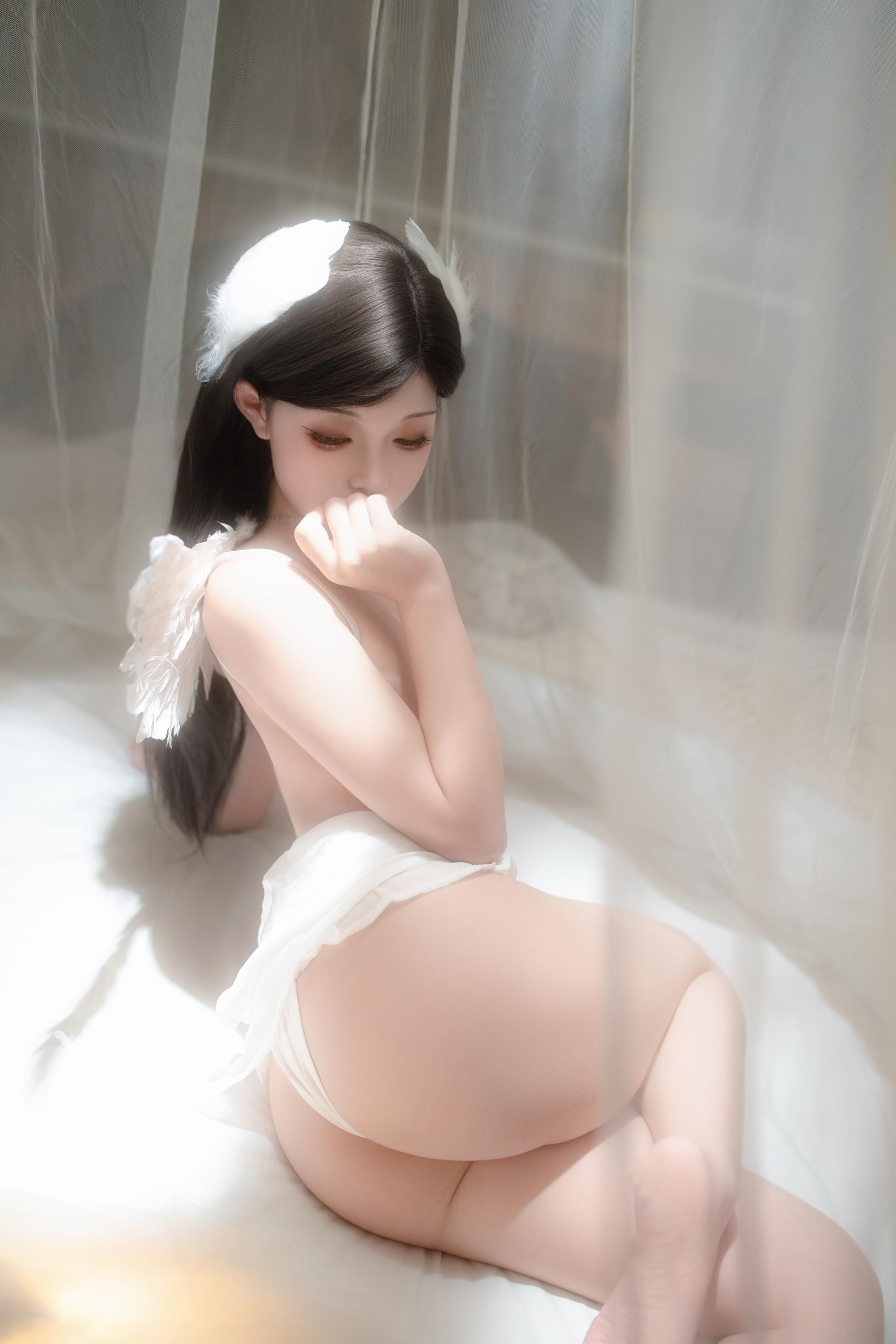 '[私房] Bangni邦尼 - Thiên Thần: Đôi Cánh Thiên Thần Lingerie Ren Trắng, Đùi Đẹp Hổ Trắng 81P4V'