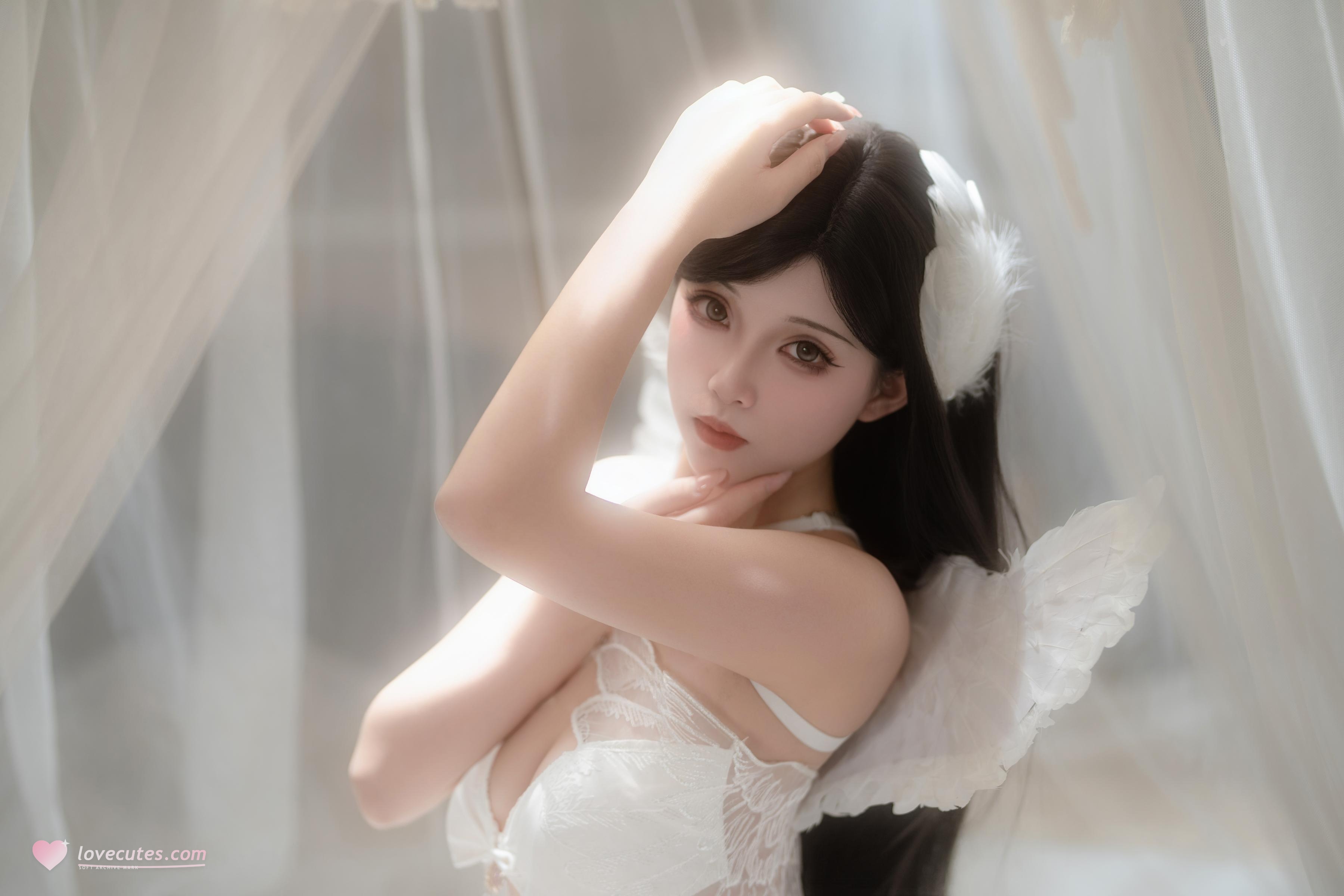 [私房] Bangni邦尼 - 天使：白色レースの下着と天使の翼 白虎の美脚 81P4V