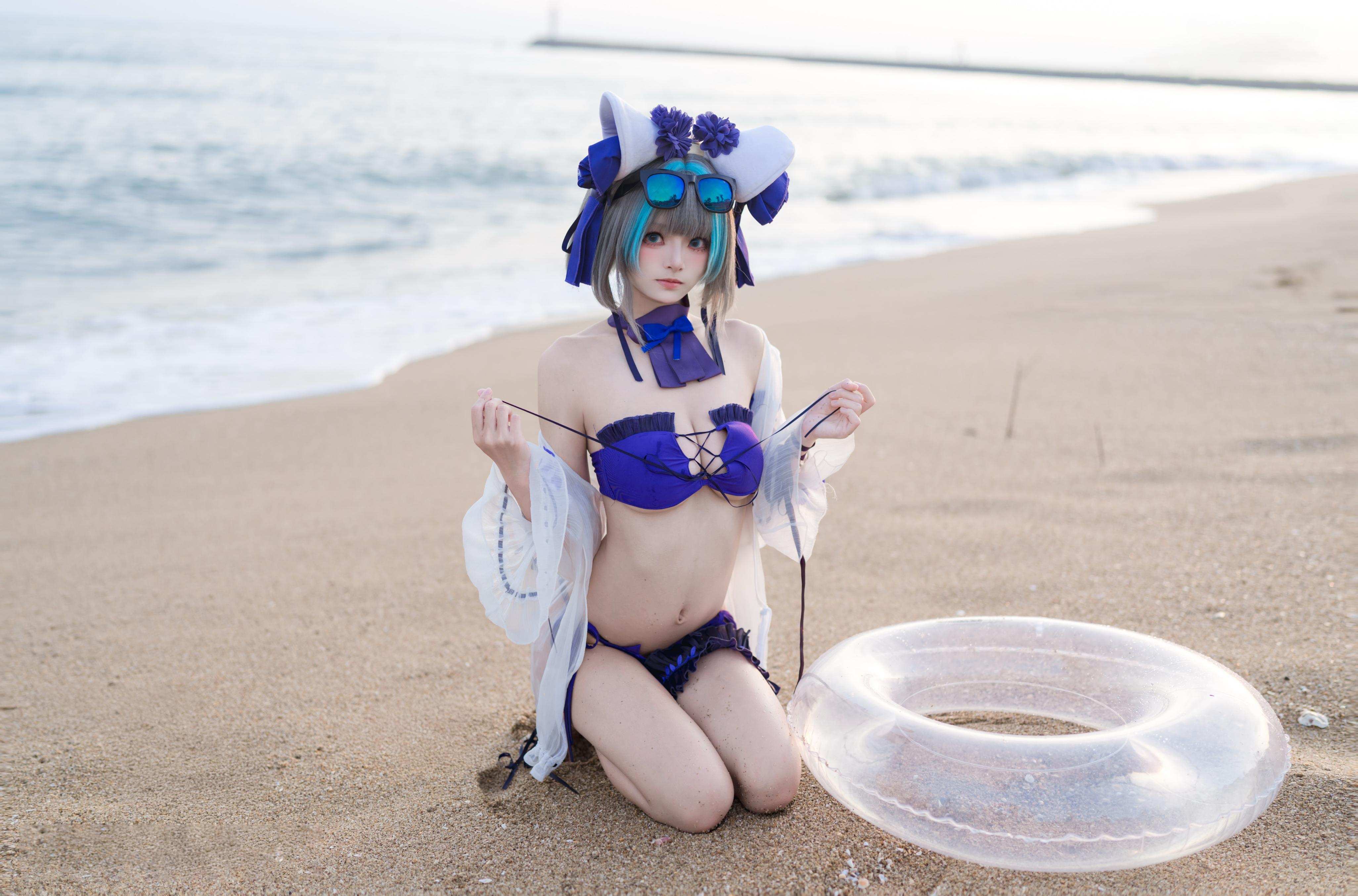 [costume] 九柒喵 - 碧蓝航线 Chai Quận Bơi: Bikini Bãi Biển, Đùi Đẹp, Mông Quyến Rũ 26P