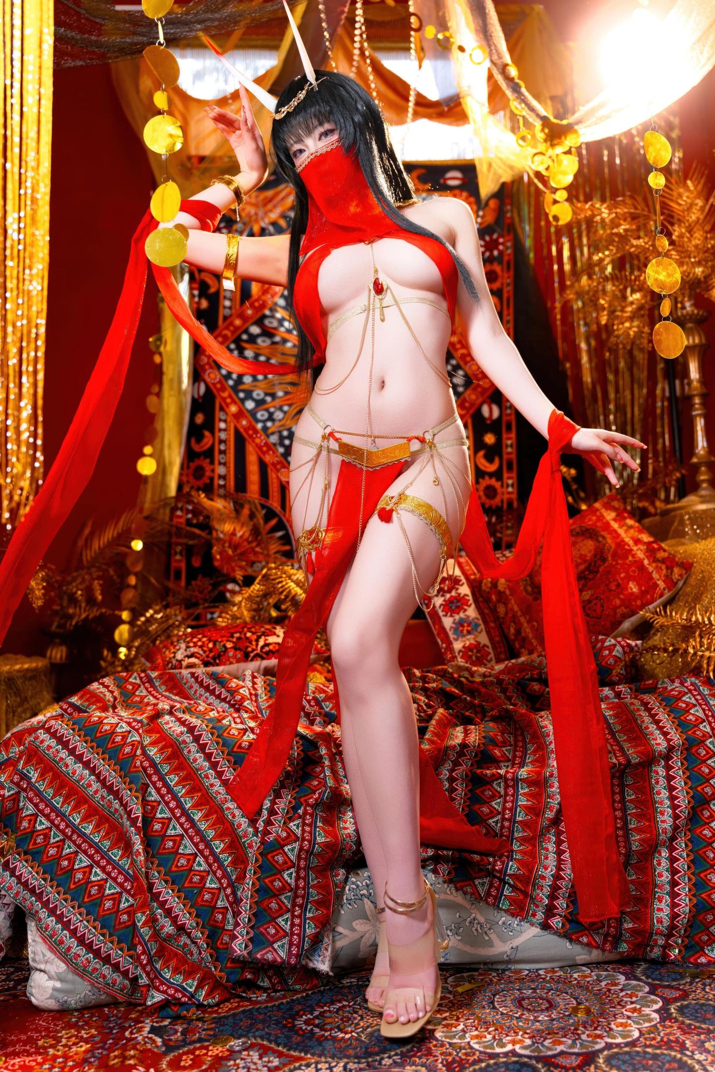 [cosplay] 清水由乃 - 碧藍航線 能代舞娘：紅裙舞娘美腿翹臀 59P2V