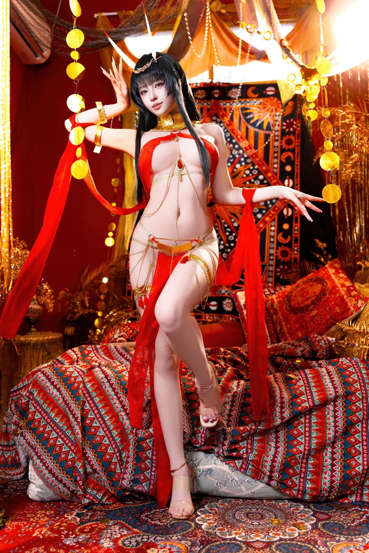 [cosplay] 清水由乃 - 碧藍航線 能代舞娘：紅裙舞娘美腿翹臀 59P2V
