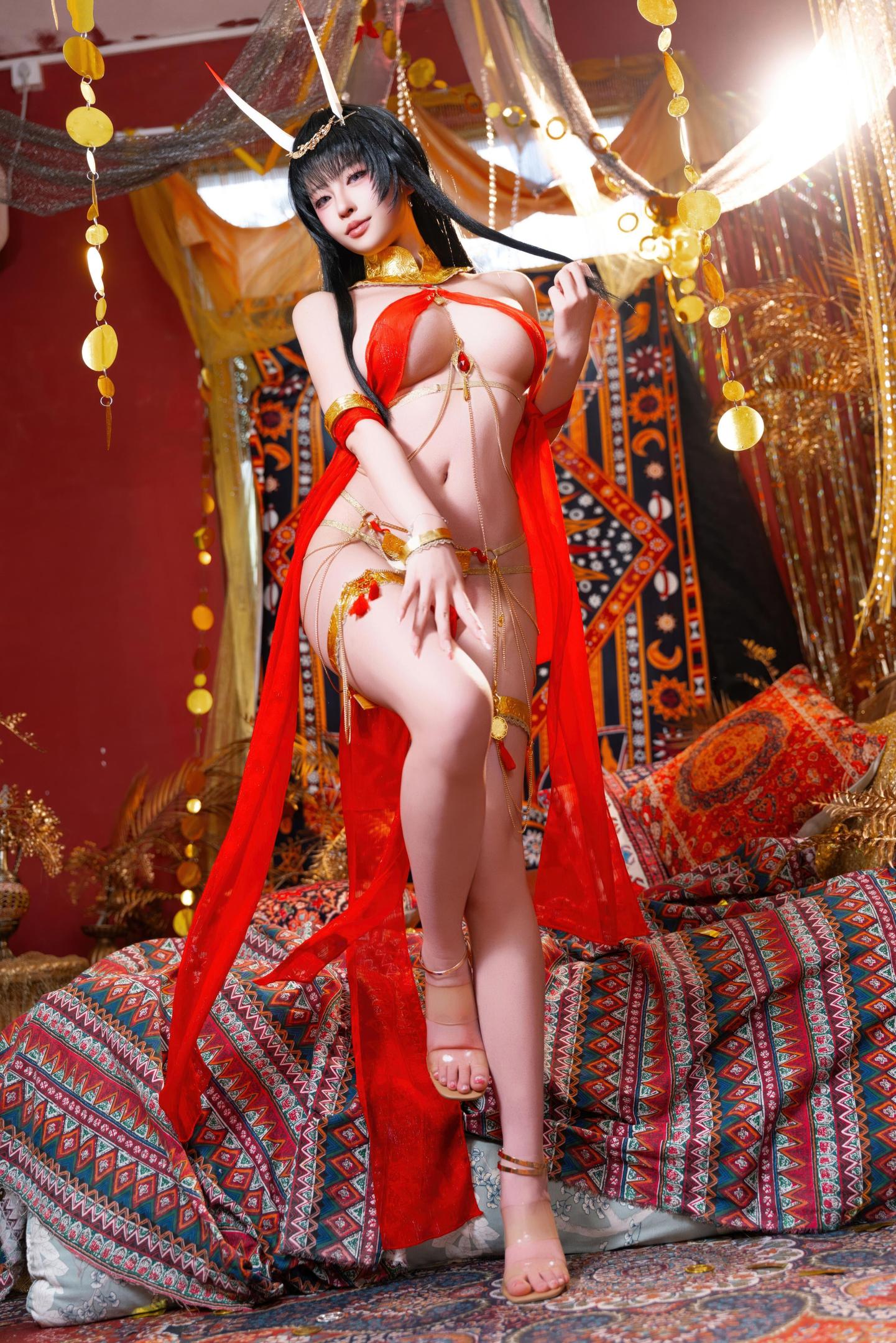 [cosplay] 清水由乃 - 碧藍航線 能代舞娘：紅裙舞娘美腿翹臀 59P2V