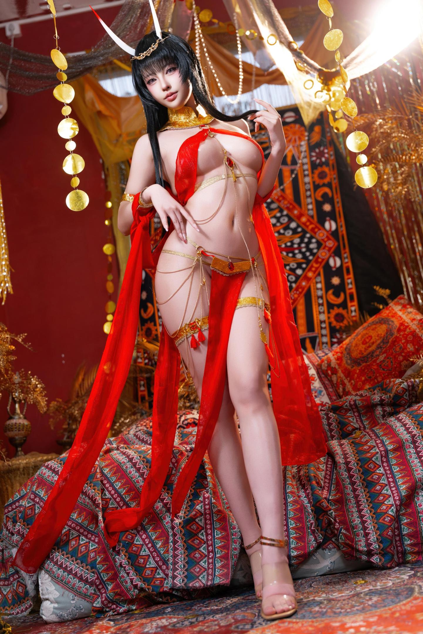 [cosplay] 清水由乃 - 碧藍航線 能代舞娘：紅裙舞娘美腿翹臀 59P2V