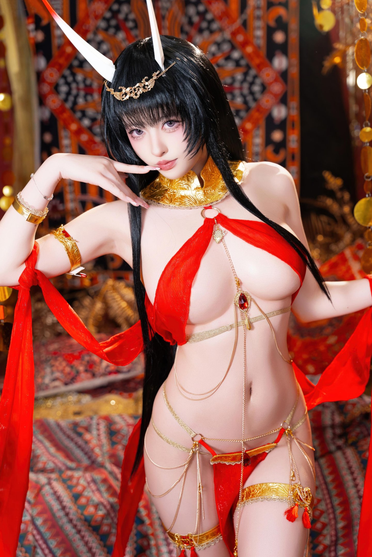 '[cosplay] 清水由乃 - 碧蓝航线 能代舞娘: Cô Nàng Mặc Đầm Đỏ Với Đôi Chân Dài Và Mông Quyến Rũ 59P2V'