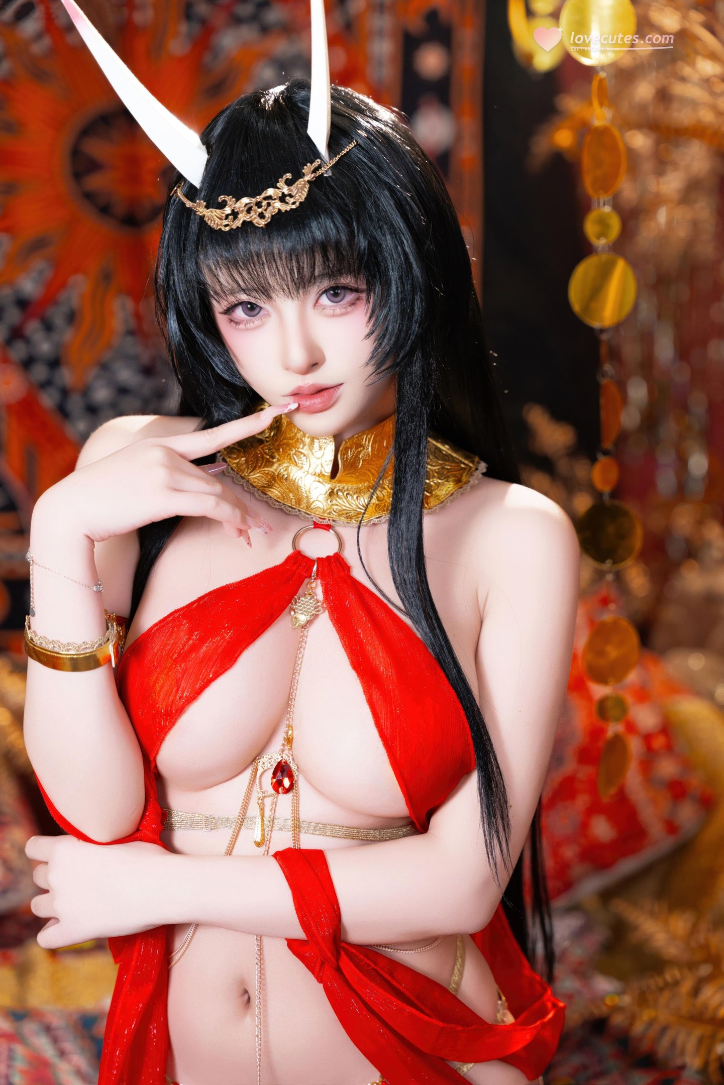 '[cosplay] 清水由乃 - 碧蓝航线 能代舞娘: Cô Nàng Mặc Đầm Đỏ Với Đôi Chân Dài Và Mông Quyến Rũ 59P2V'
