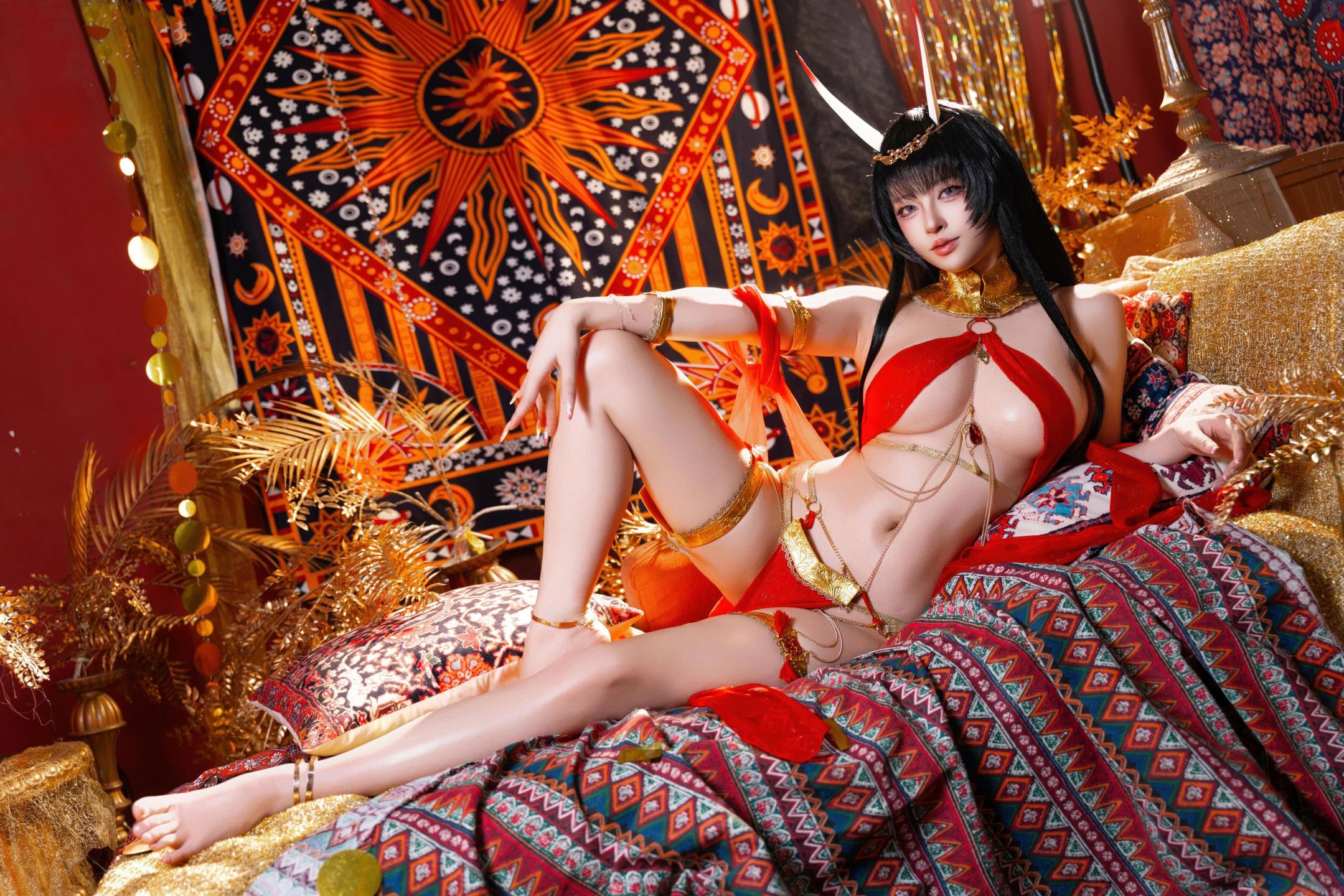 [cosplay] 清水由乃 - 碧蓝航线 能代舞娘：红裙舞娘美腿翘臀 59P2V