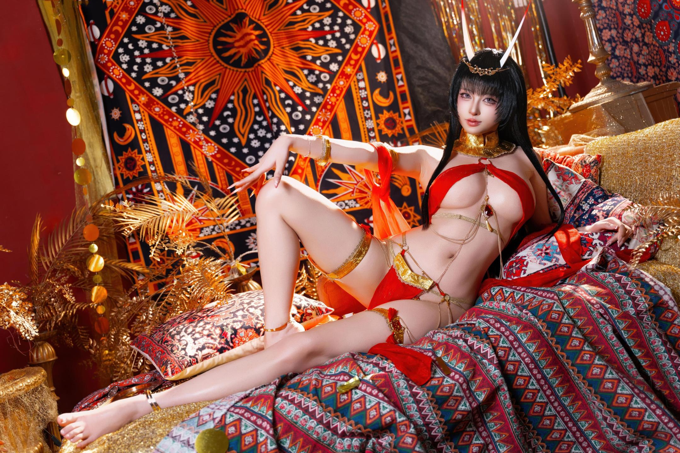 [cosplay] 清水由乃 - 碧蓝航线 能代舞娘：红裙舞娘美腿翘臀 59P2V