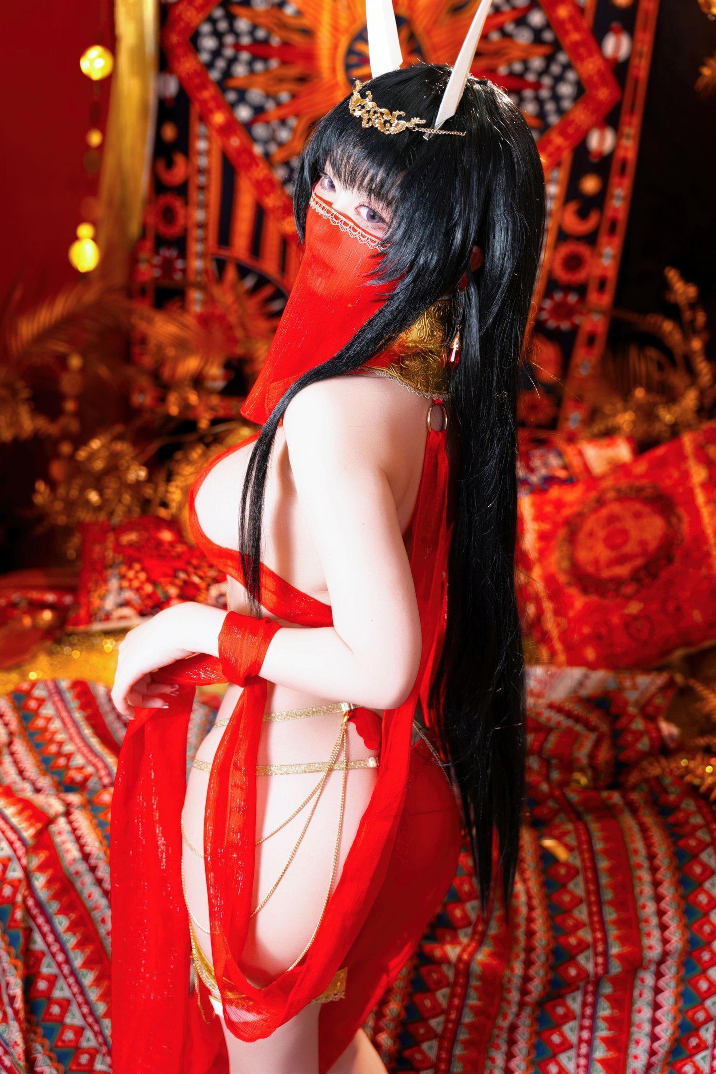 [cosplay] 清水由乃 - 碧蓝航线 能代舞娘：红裙舞娘美腿翘臀 59P2V