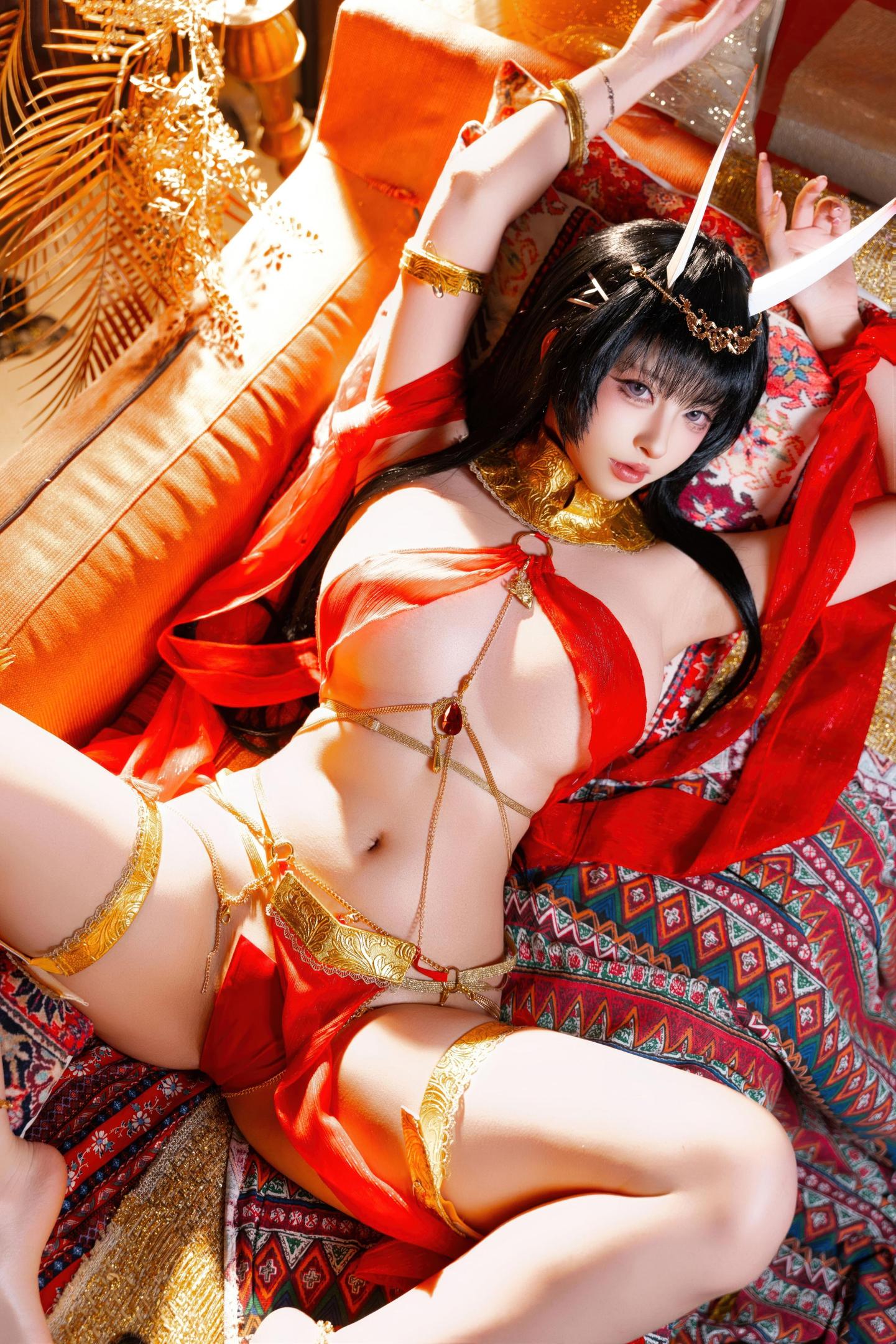[cosplay] 清水由乃 - 碧蓝航线 能代舞娘：红裙舞娘美腿翘臀 59P2V