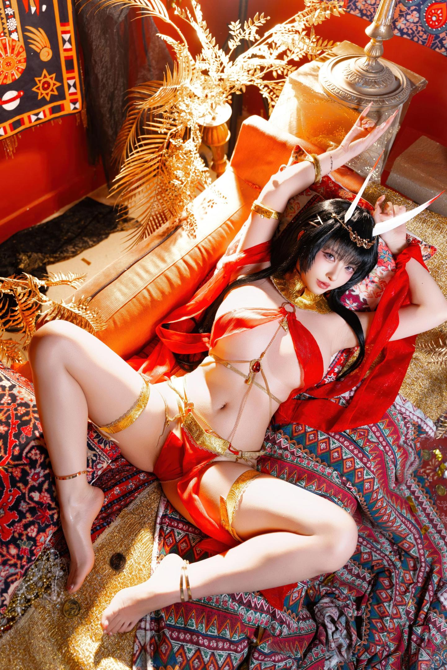 [cosplay] 清水由乃 - 碧蓝航线 能代舞娘：红裙舞娘美腿翘臀 59P2V
