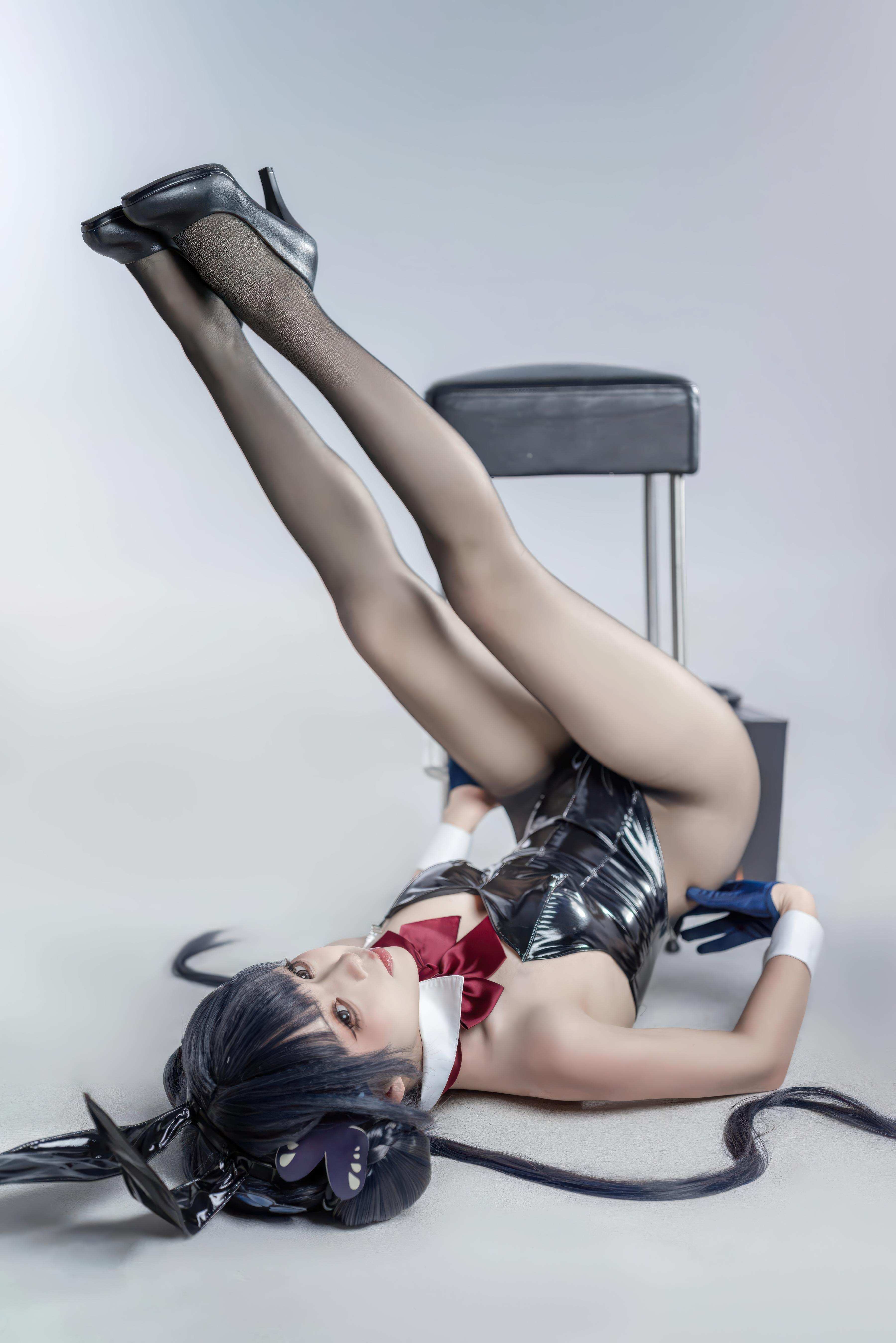 [costume play] 矢量魚 - 妃咲兔女郎：黒スト高ヒールのウサギ娘、魅惑のヒップと美胸 28P