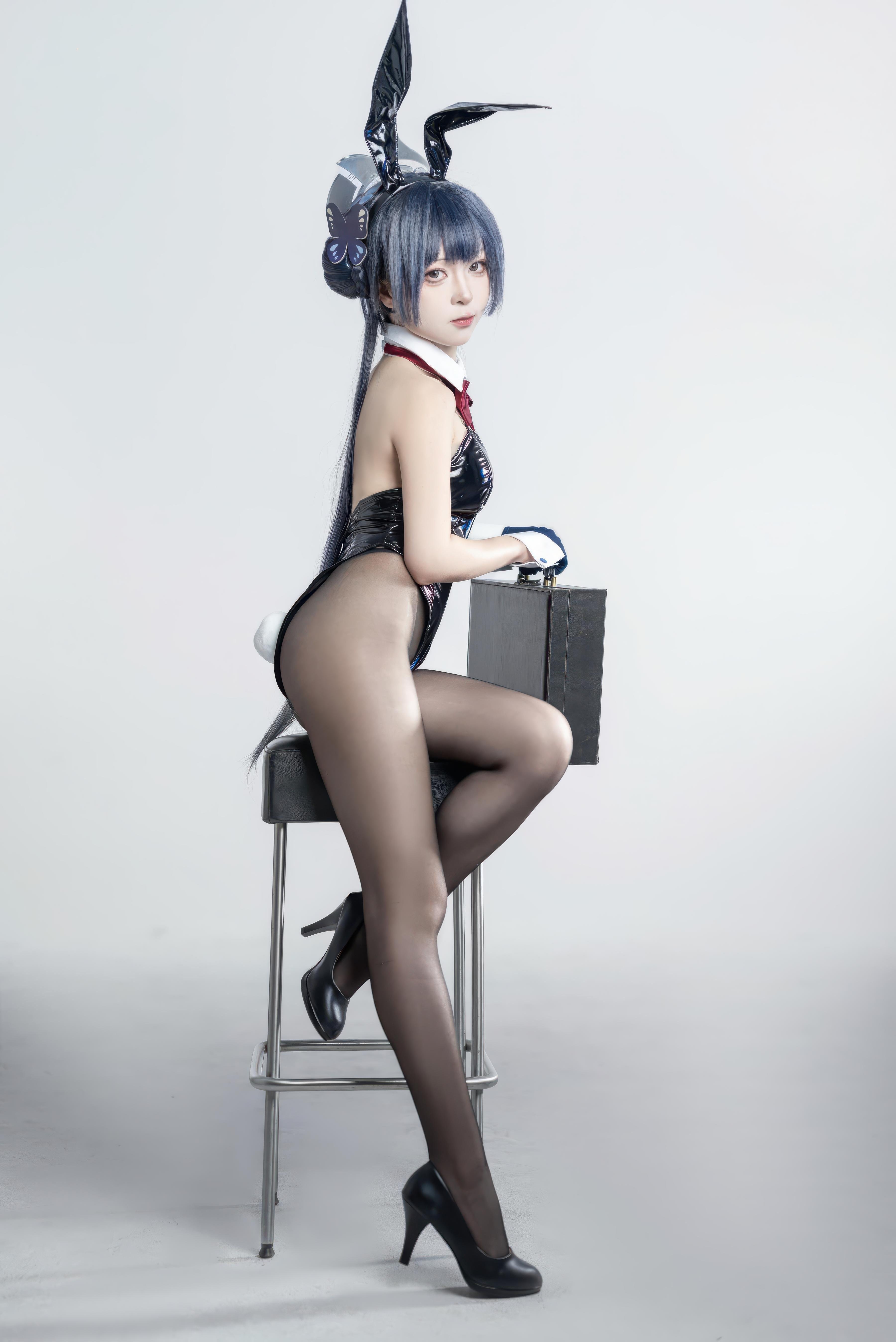 [costume play] 矢量魚 - 妃咲兔女郎：黒スト高ヒールのウサギ娘、魅惑のヒップと美胸 28P